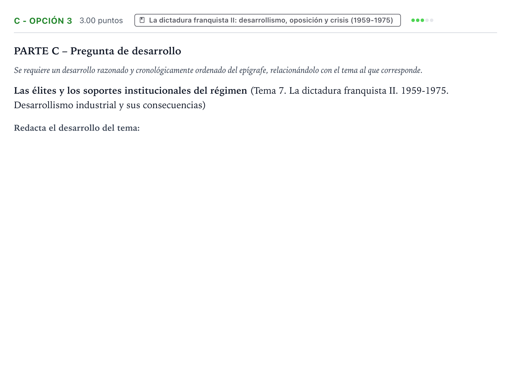 Enunciado: Ejercicio C - Opción 3 · Historia de España PAU País Vasco Extraordinaria 2026