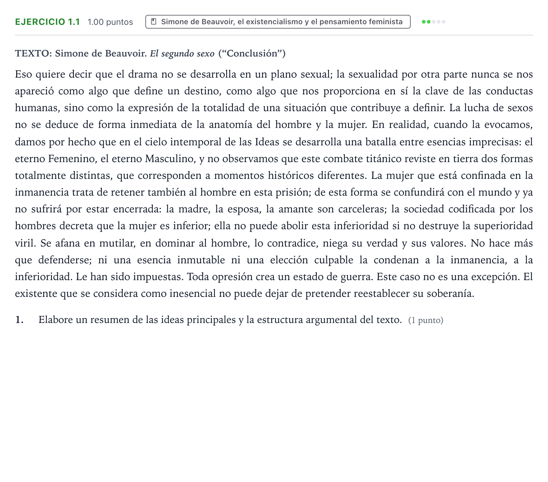Enunciado: Ejercicio 1.1 · Historia de la Filosofía PAU País Vasco Extraordinaria 2026
