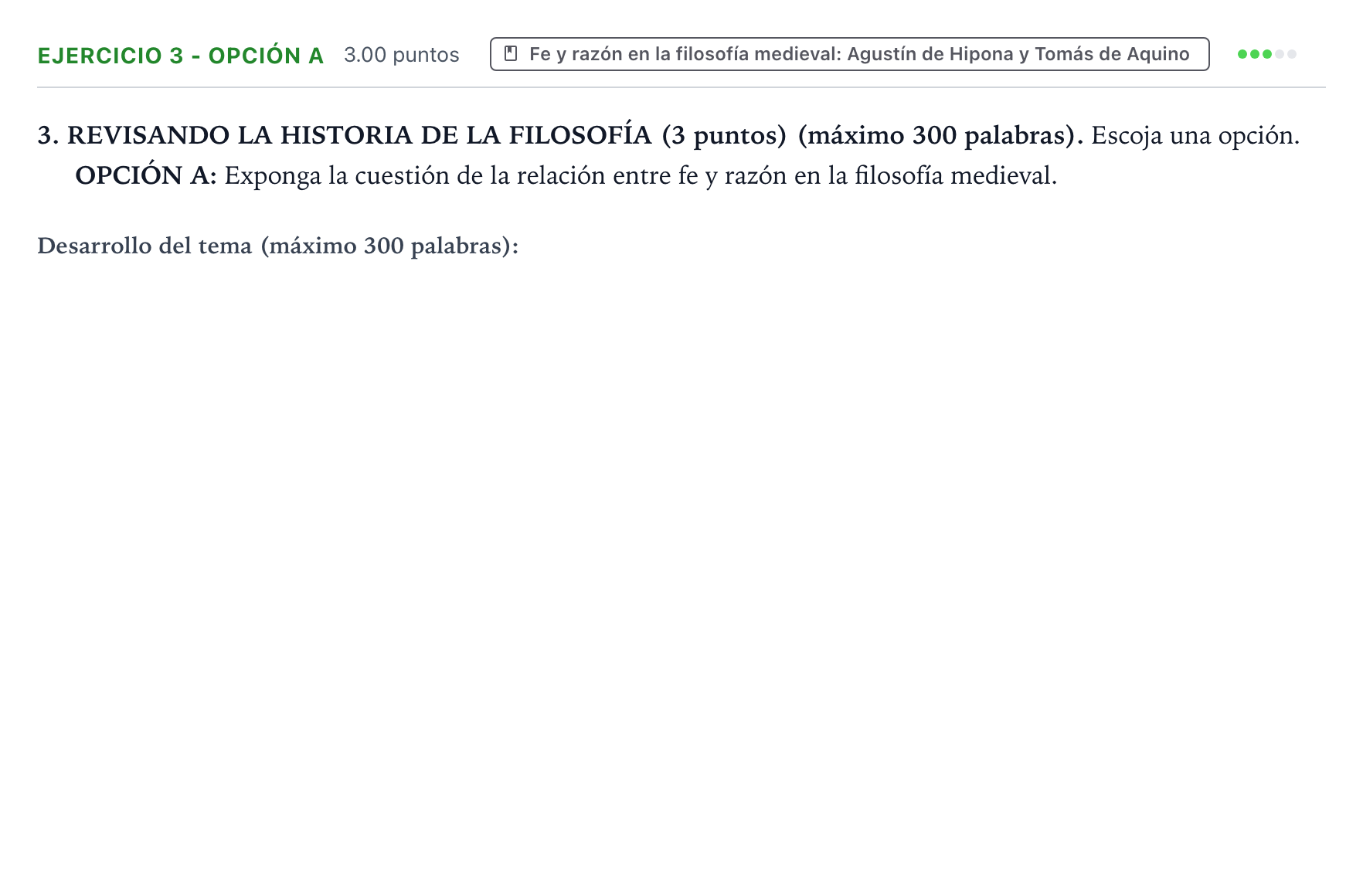 Enunciado: Ejercicio 3 - Opción A · Historia de la Filosofía PAU País Vasco Extraordinaria 2026