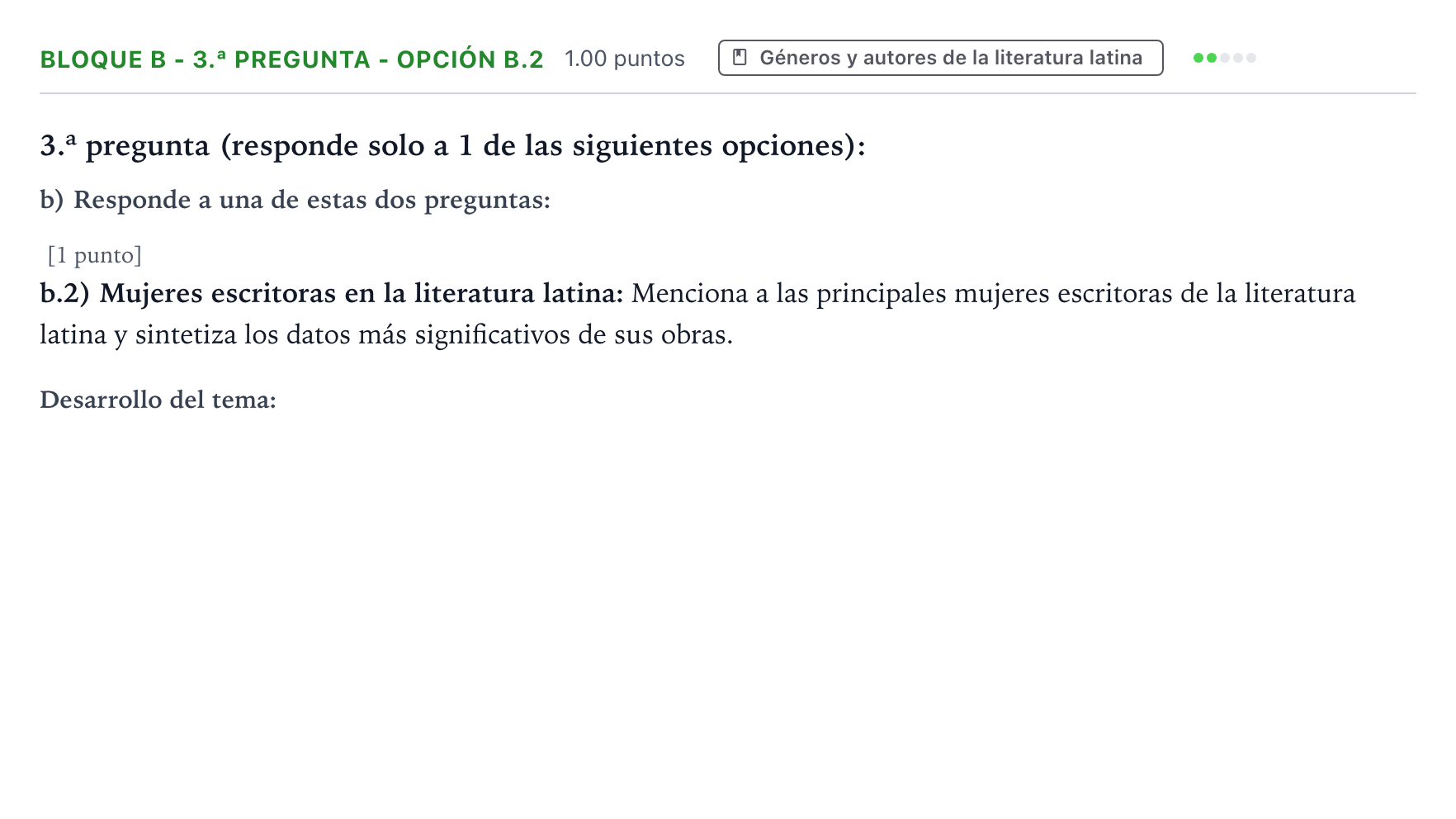 Enunciado: Bloque B - 3.ª pregunta - Opción b.2 · Latín II PAU País Vasco Ordinaria 2026