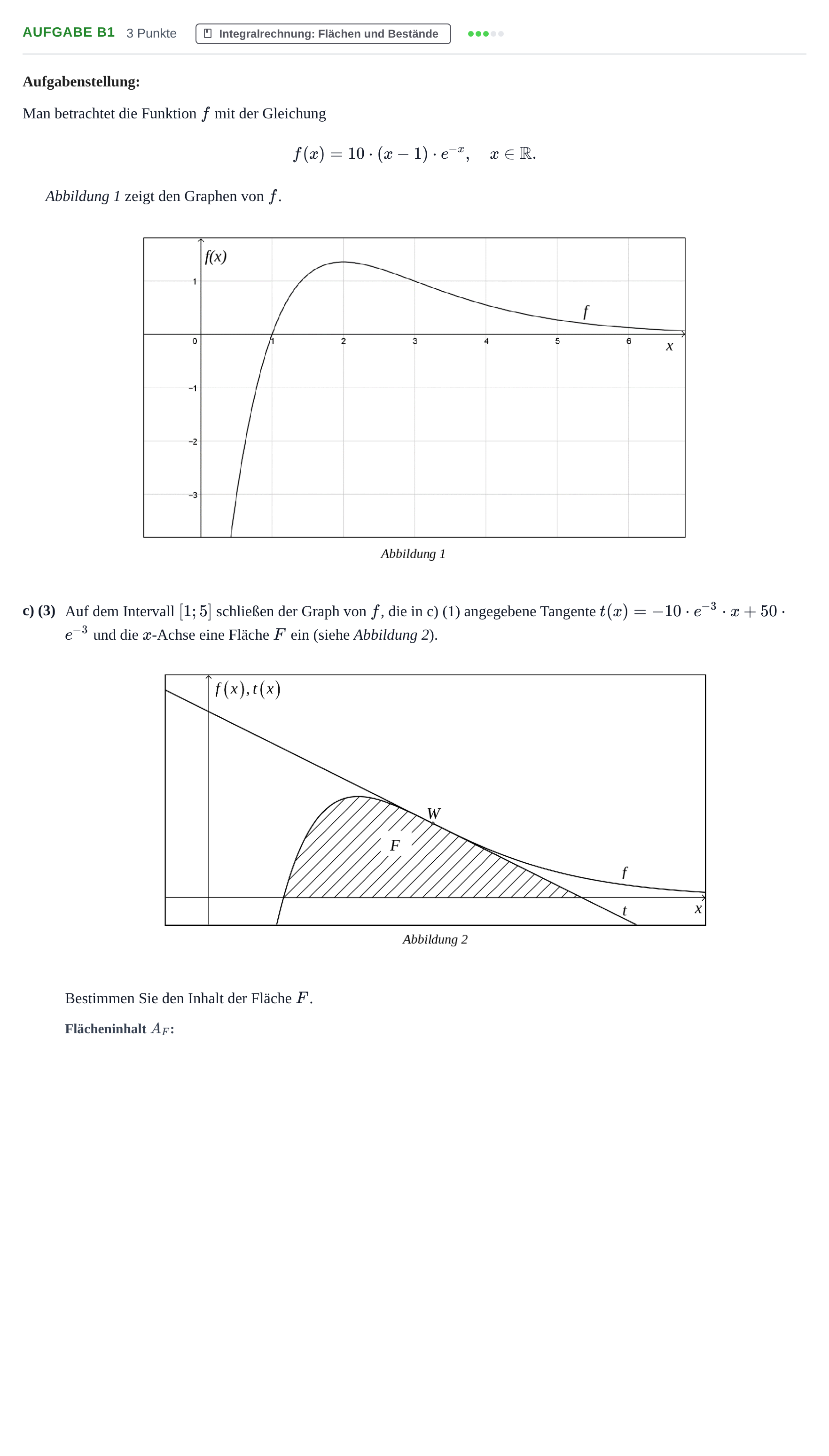 Aufgabenstellung: Aufgabe B1 - Integralrechnung · Abitur NRW Mathematik GK · Haupttermin · CAS 2021