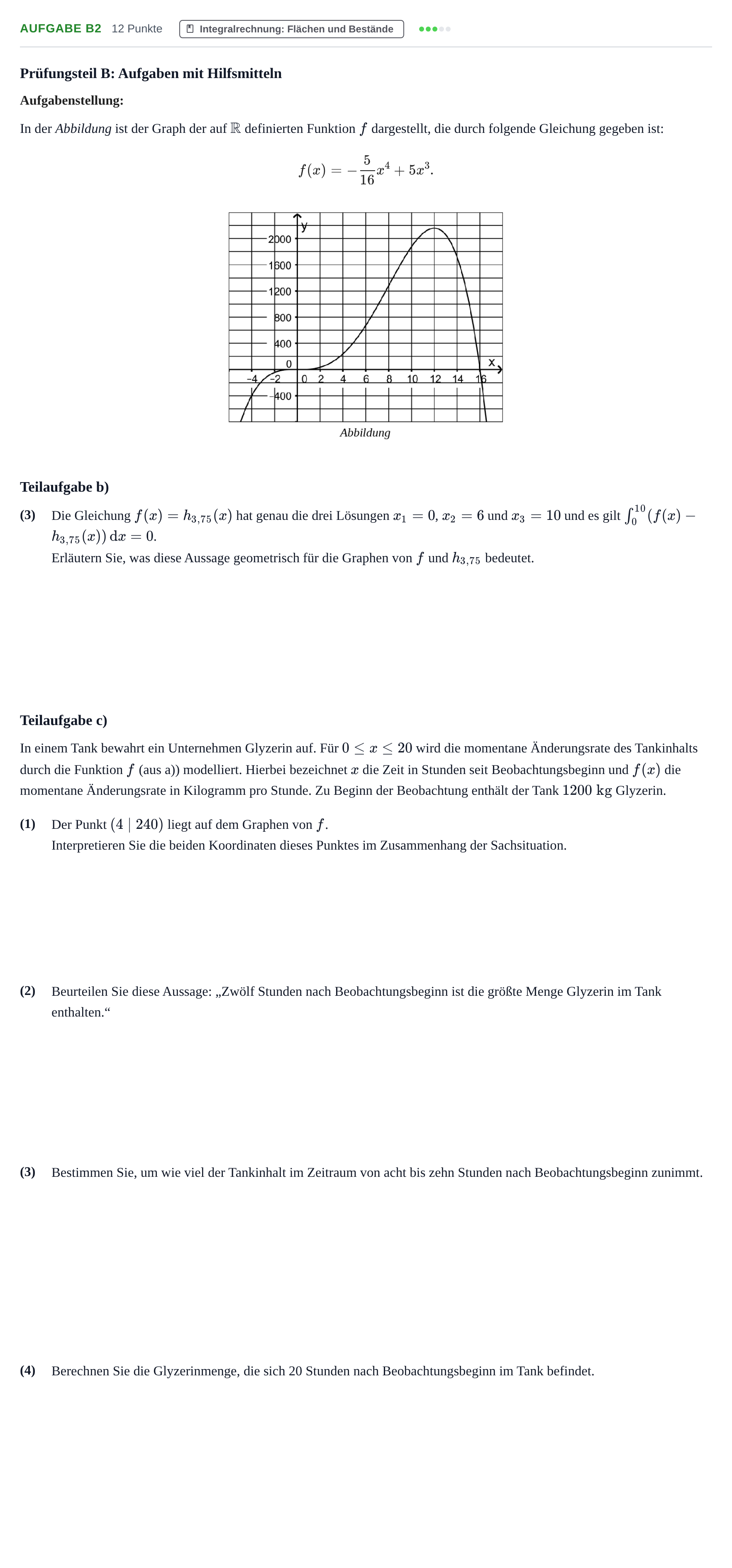Aufgabenstellung: Aufgabe B2 - Integralrechnung: Flächen und Bestän… · Abitur NRW Mathematik GK · Haupttermin · CAS 2021