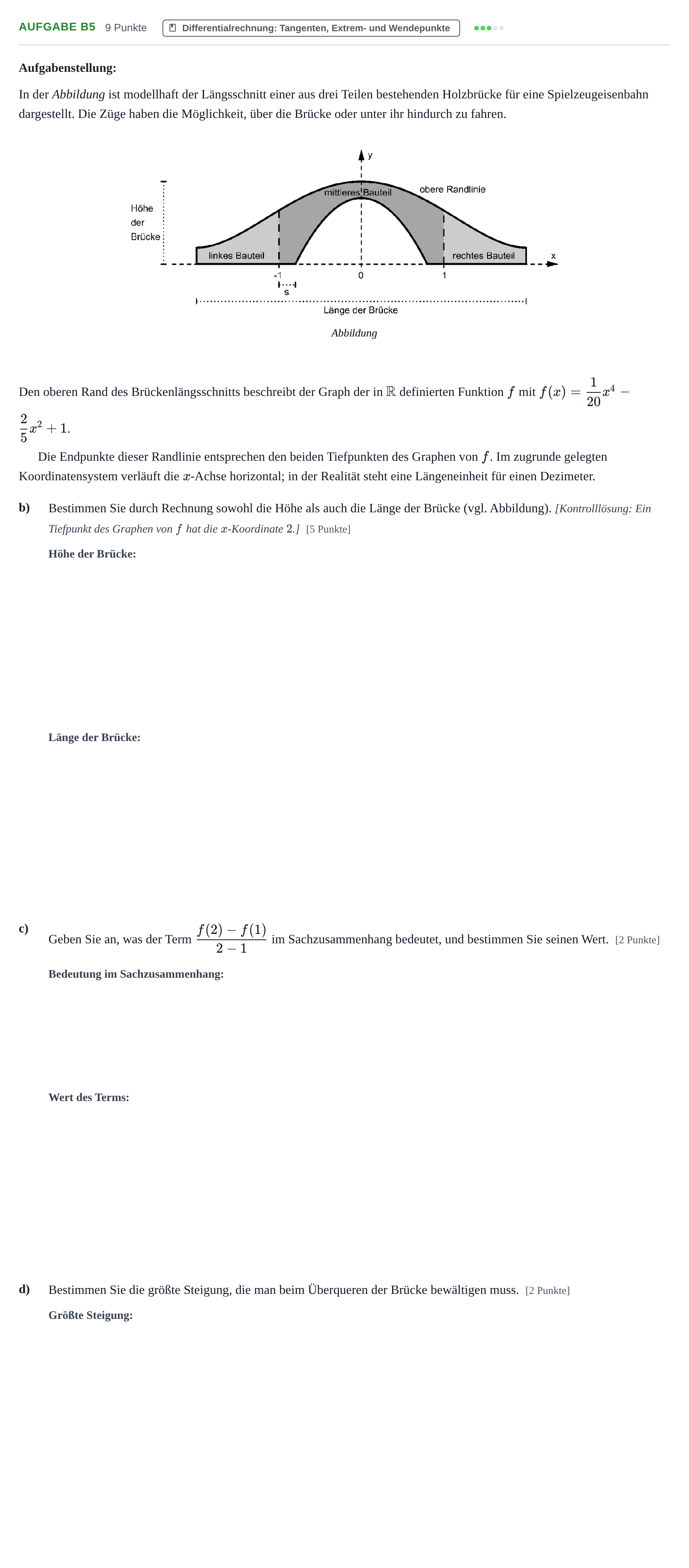 Aufgabenstellung: Aufgabe B5 - Differentialrechnung · Abitur NRW Mathematik GK · Haupttermin · CAS 2021