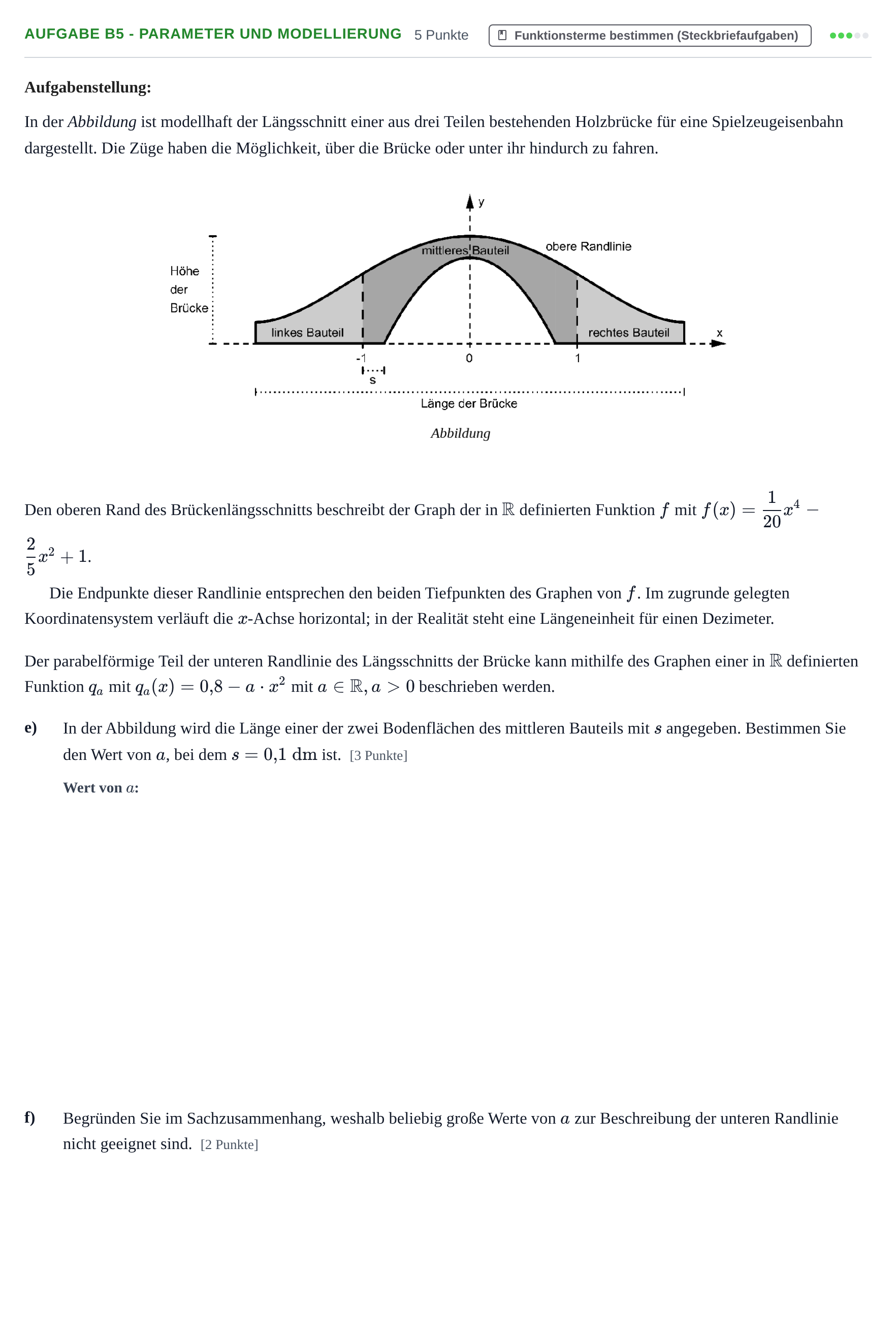 Aufgabenstellung: Aufgabe B5 - Parameter und Modellierung · Abitur NRW Mathematik GK · Haupttermin · CAS 2021