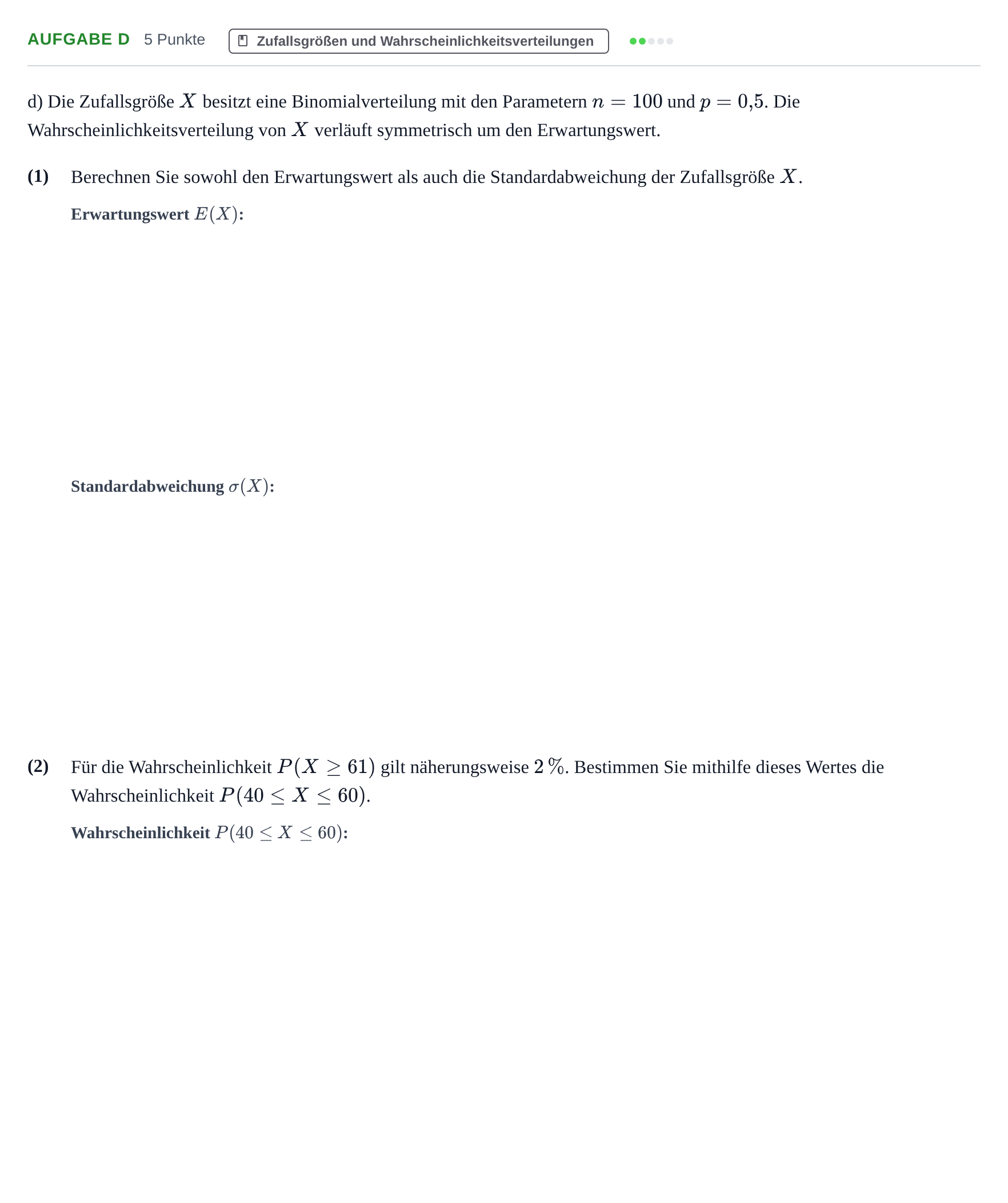 Aufgabenstellung: Aufgabe d · Abitur NRW Mathematik GK · Haupttermin · CAS · Weiterbildungsk 2021