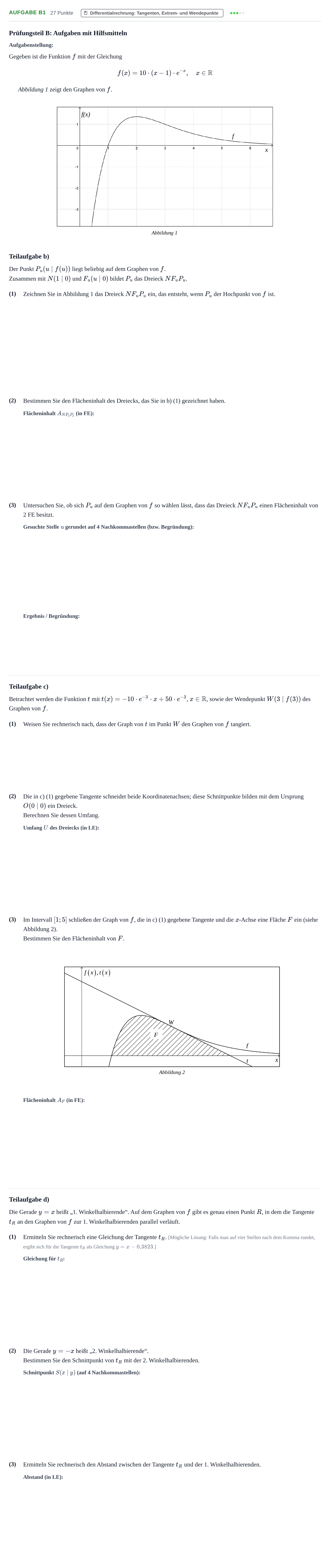 Aufgabenstellung: Aufgabe B1 - Differentialrechnung · Abitur NRW Mathematik GK · Haupttermin · CAS · Weiterbildungsk 2021