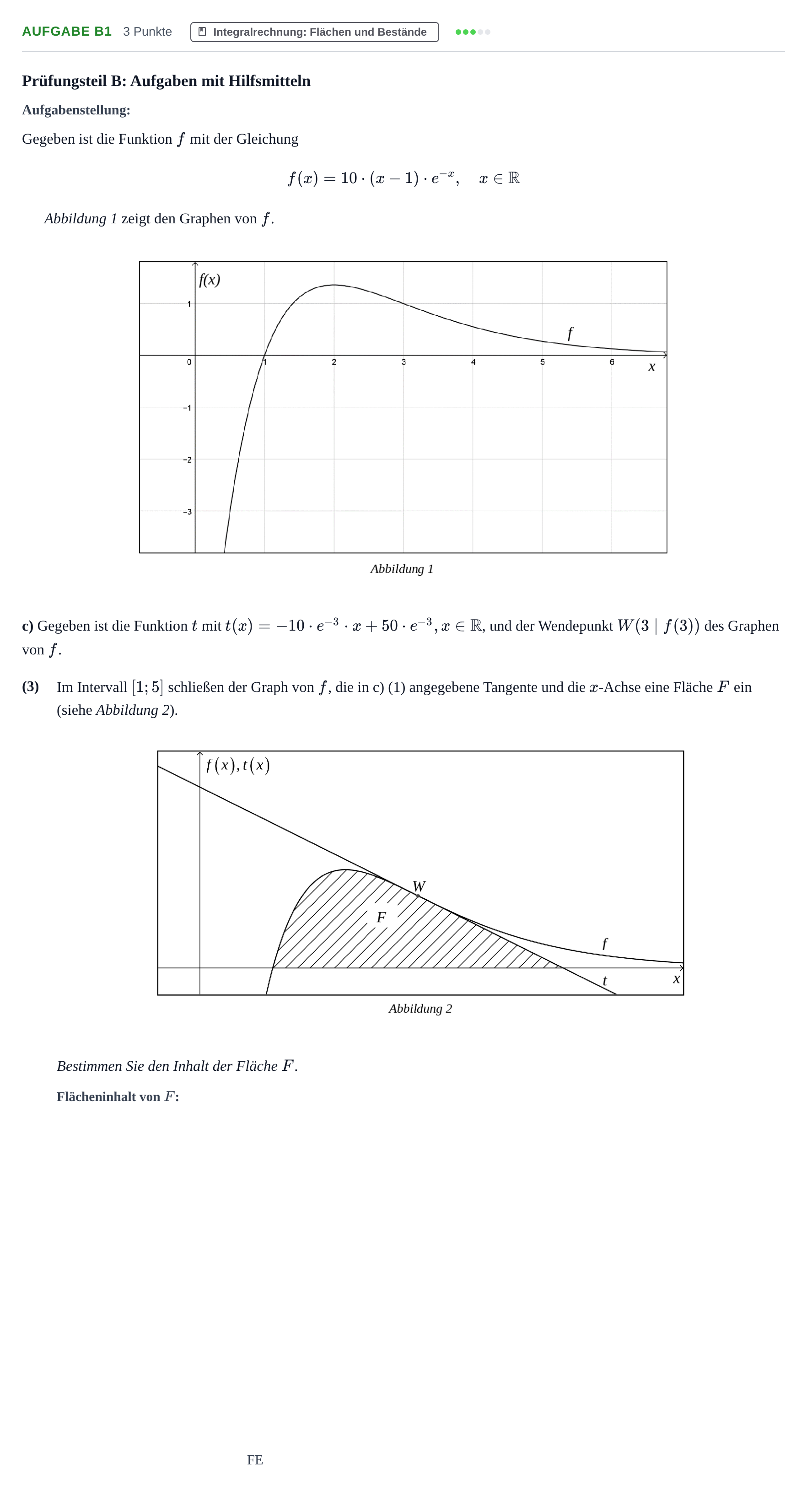 Aufgabenstellung: Aufgabe B1 - Integralrechnung · Abitur NRW Mathematik GK · Haupttermin · CAS · Weiterbildungsk 2021