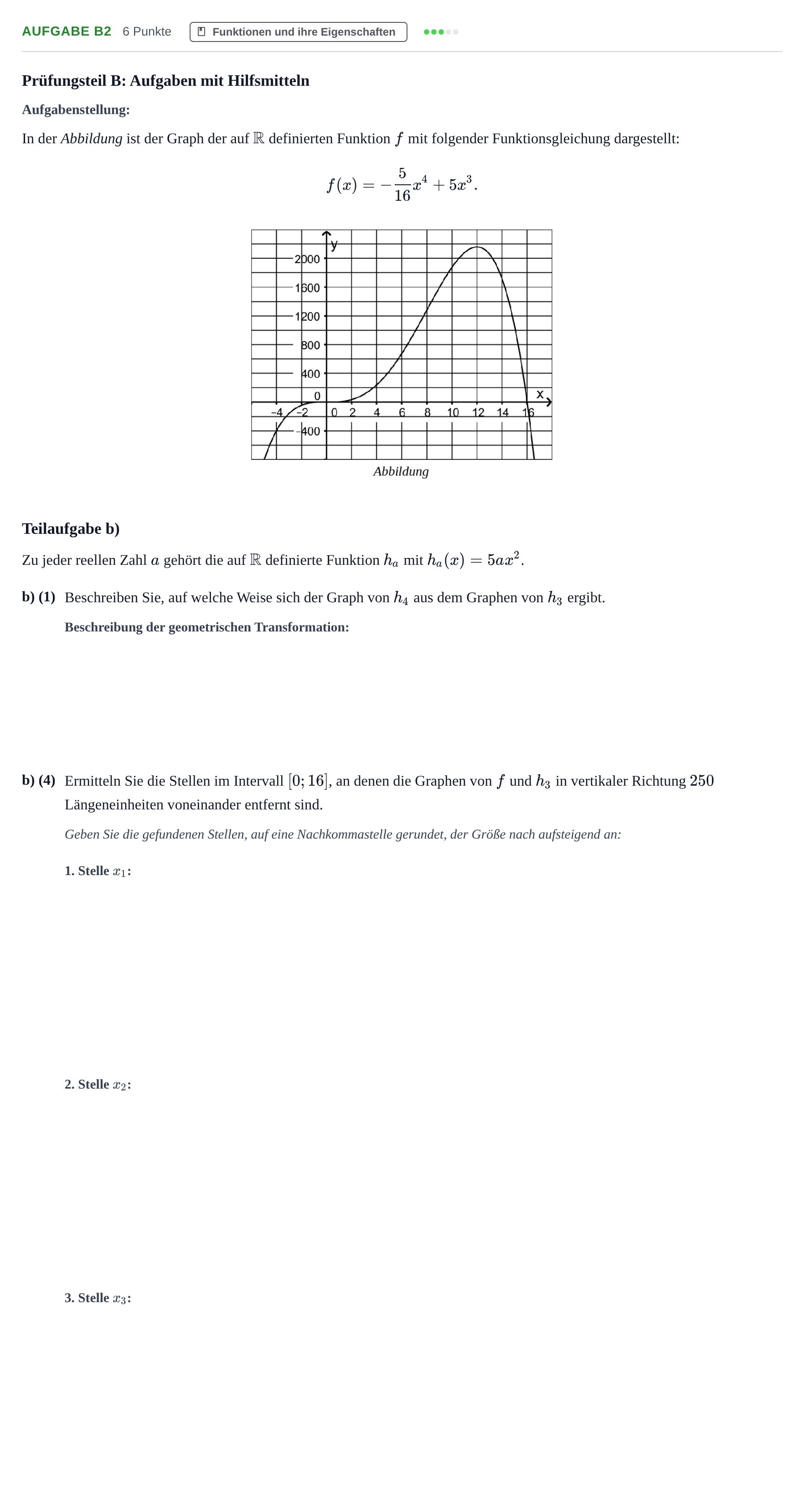 Aufgabenstellung: Aufgabe B2 - Funktionen und ihre Eigenschaften · Abitur NRW Mathematik GK · Haupttermin · CAS · Weiterbildungsk 2021