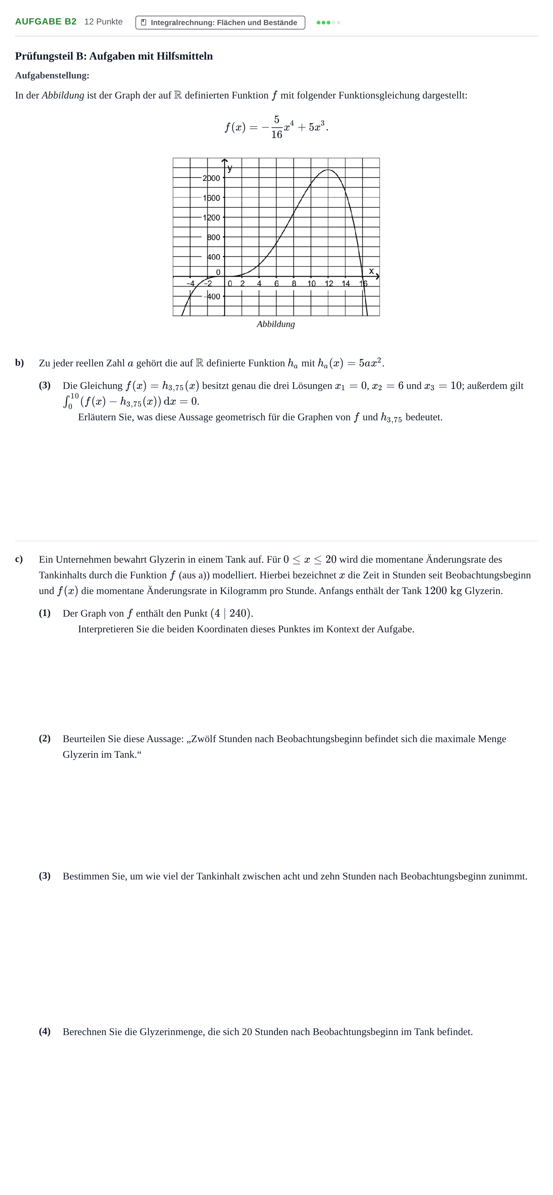 Aufgabenstellung: Aufgabe B2 - Integralrechnung · Abitur NRW Mathematik GK · Haupttermin · CAS · Weiterbildungsk 2021
