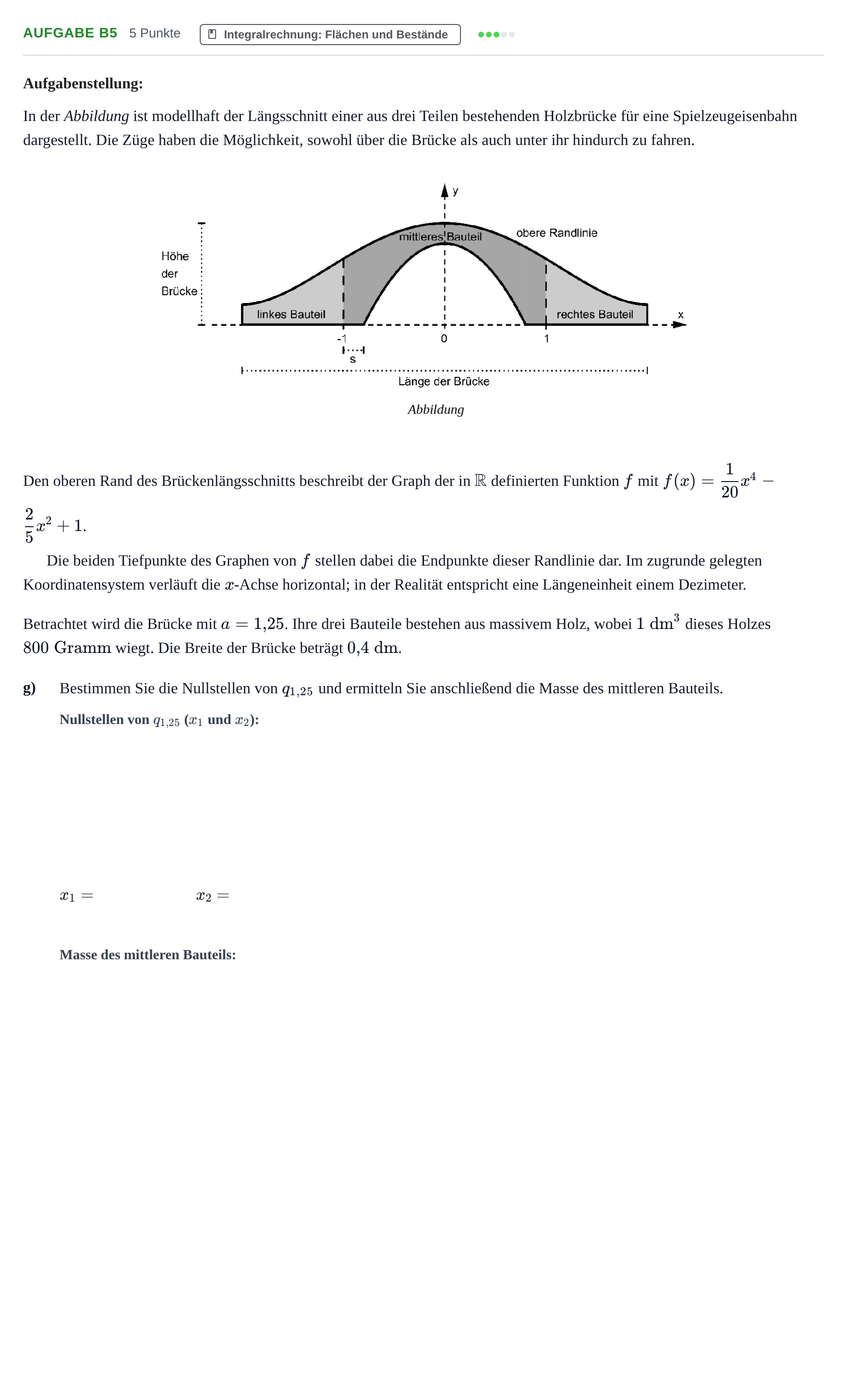 Aufgabenstellung: Aufgabe B5 - Integralrechnung · Abitur NRW Mathematik GK · Haupttermin · CAS · Weiterbildungsk 2021