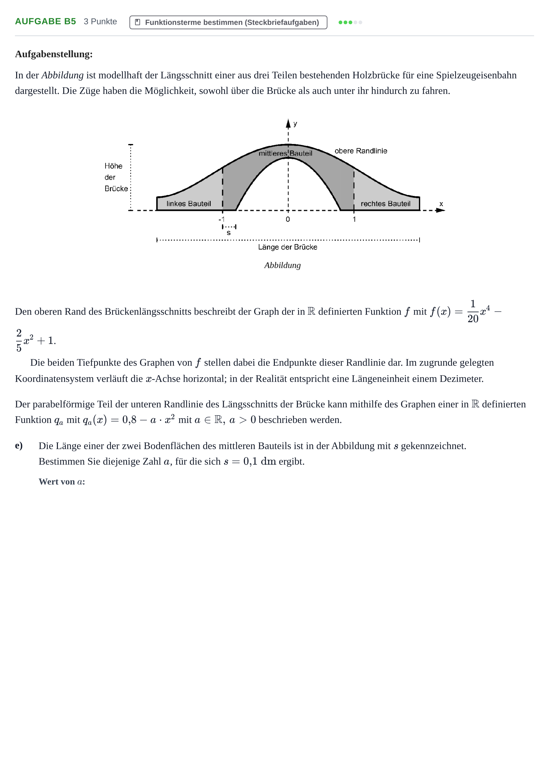 Aufgabenstellung: Aufgabe B5 - Funktionsterme bestimmen · Abitur NRW Mathematik GK · Haupttermin · CAS · Weiterbildungsk 2021