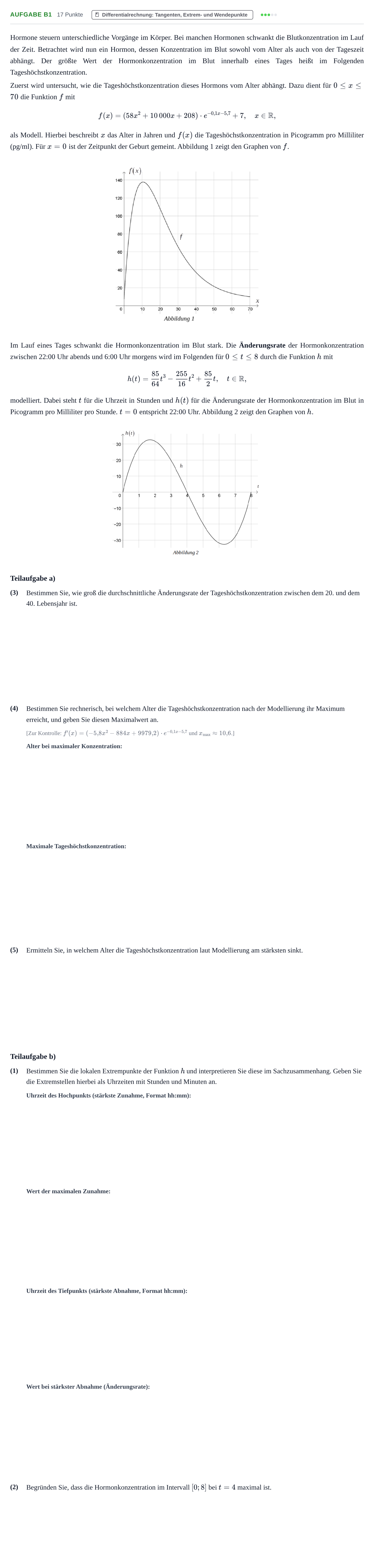 Aufgabenstellung: Aufgabe B1 - Differentialrechnung · Abitur NRW Mathematik GK · Haupttermin · CAS · Weiterbildungsk 2021