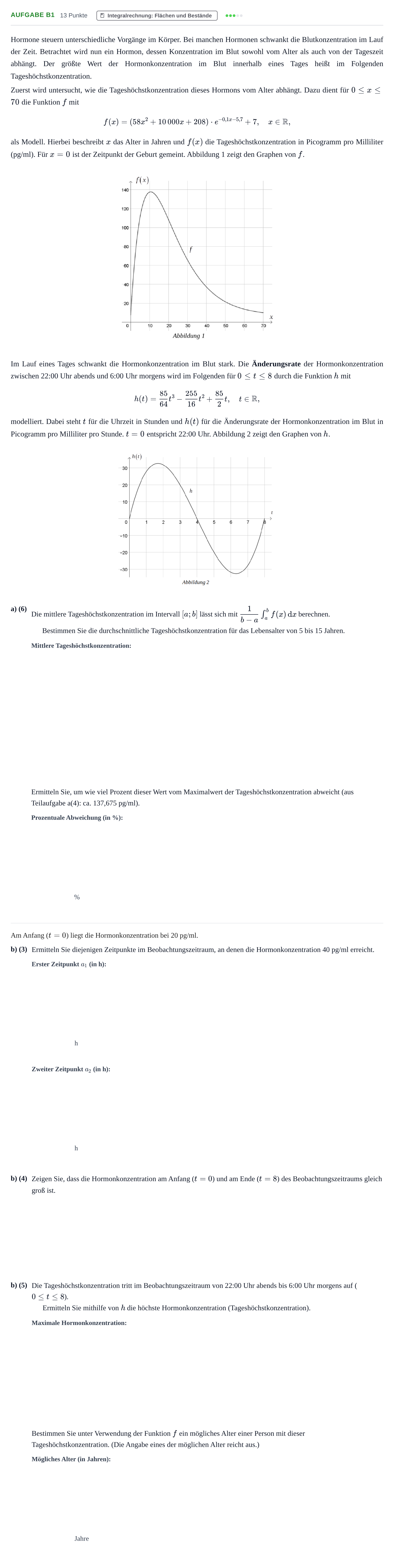 Aufgabenstellung: Aufgabe B1 - Integralrechnung · Abitur NRW Mathematik GK · Haupttermin · CAS · Weiterbildungsk 2021