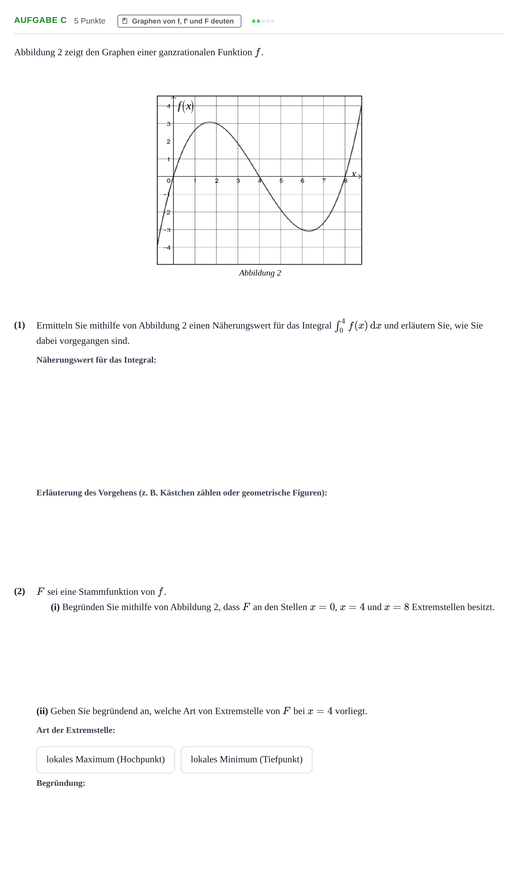 Aufgabenstellung: Aufgabe c · Abitur NRW Mathematik GK · Haupttermin · CAS · Weiterbildungsk 2021