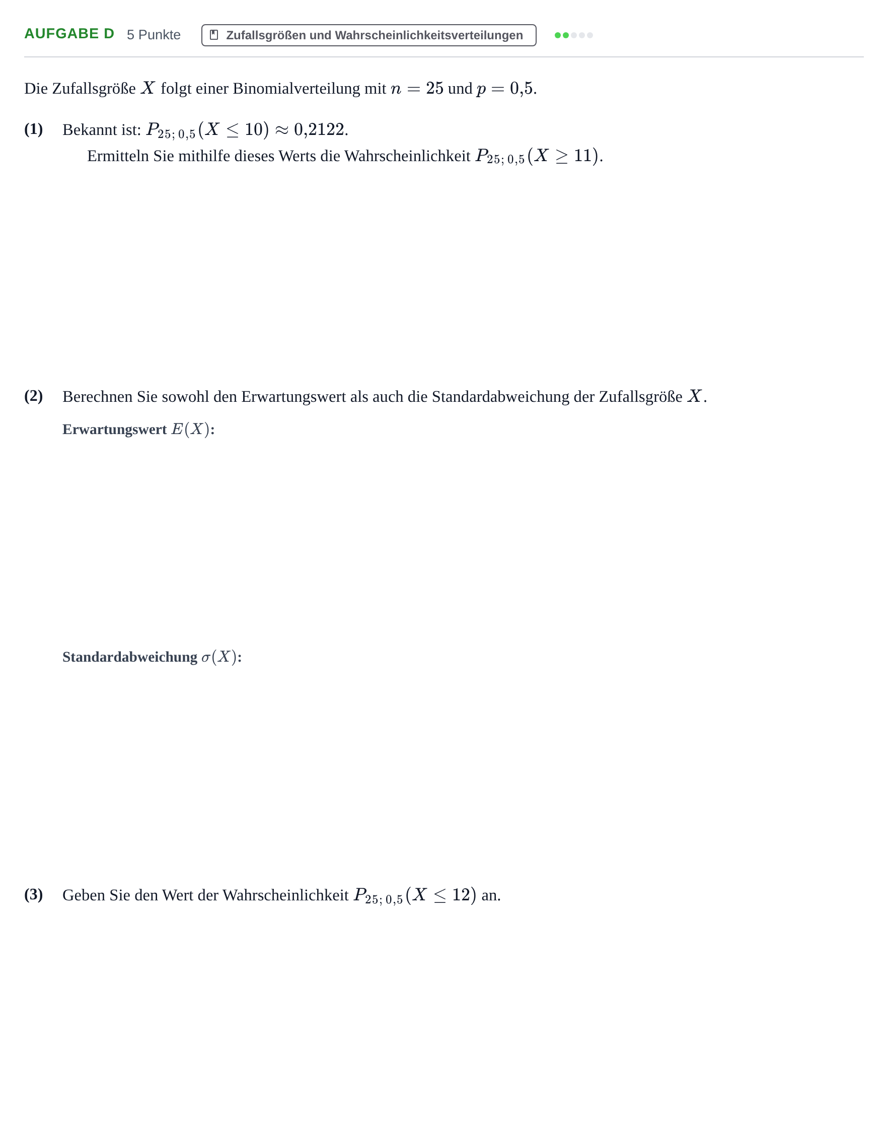 Aufgabenstellung: Aufgabe d · Abitur NRW Mathematik GK · Haupttermin · CAS · Weiterbildungsk 2021