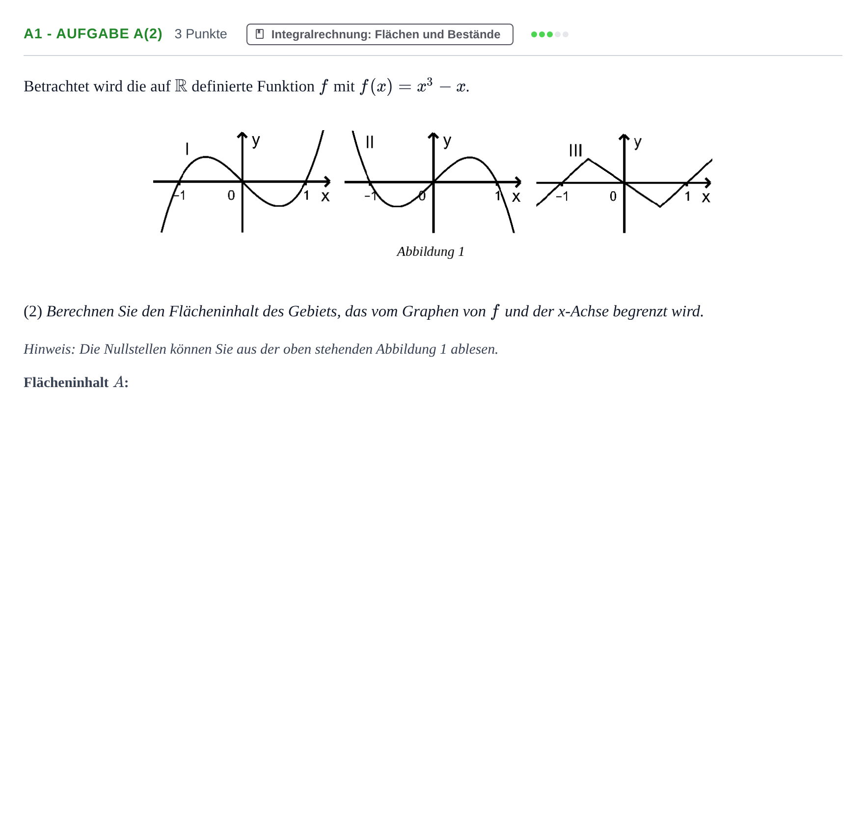 Aufgabenstellung: Aufgabe A1 - Aufgabe a(2) · Abitur NRW Mathematik GK · Haupttermin · GTR 2021