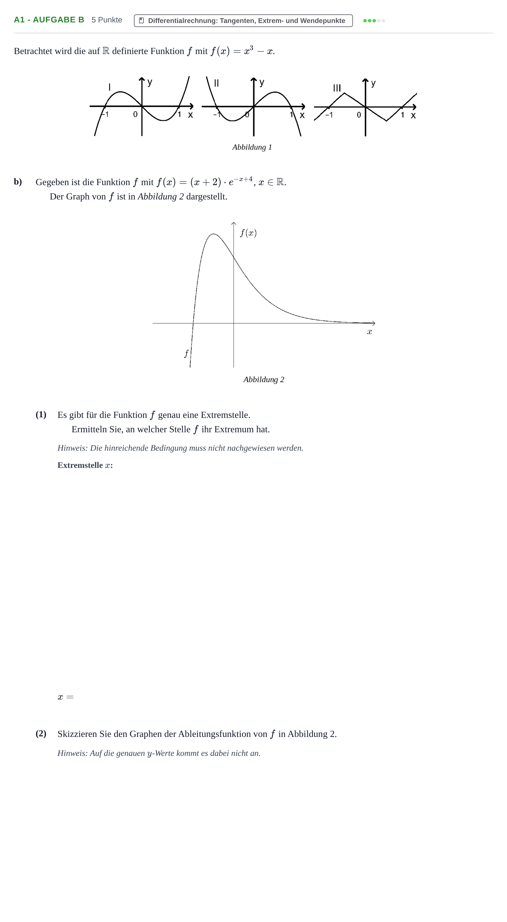 Aufgabenstellung: Aufgabe A1 - Aufgabe b · Abitur NRW Mathematik GK · Haupttermin · GTR 2021