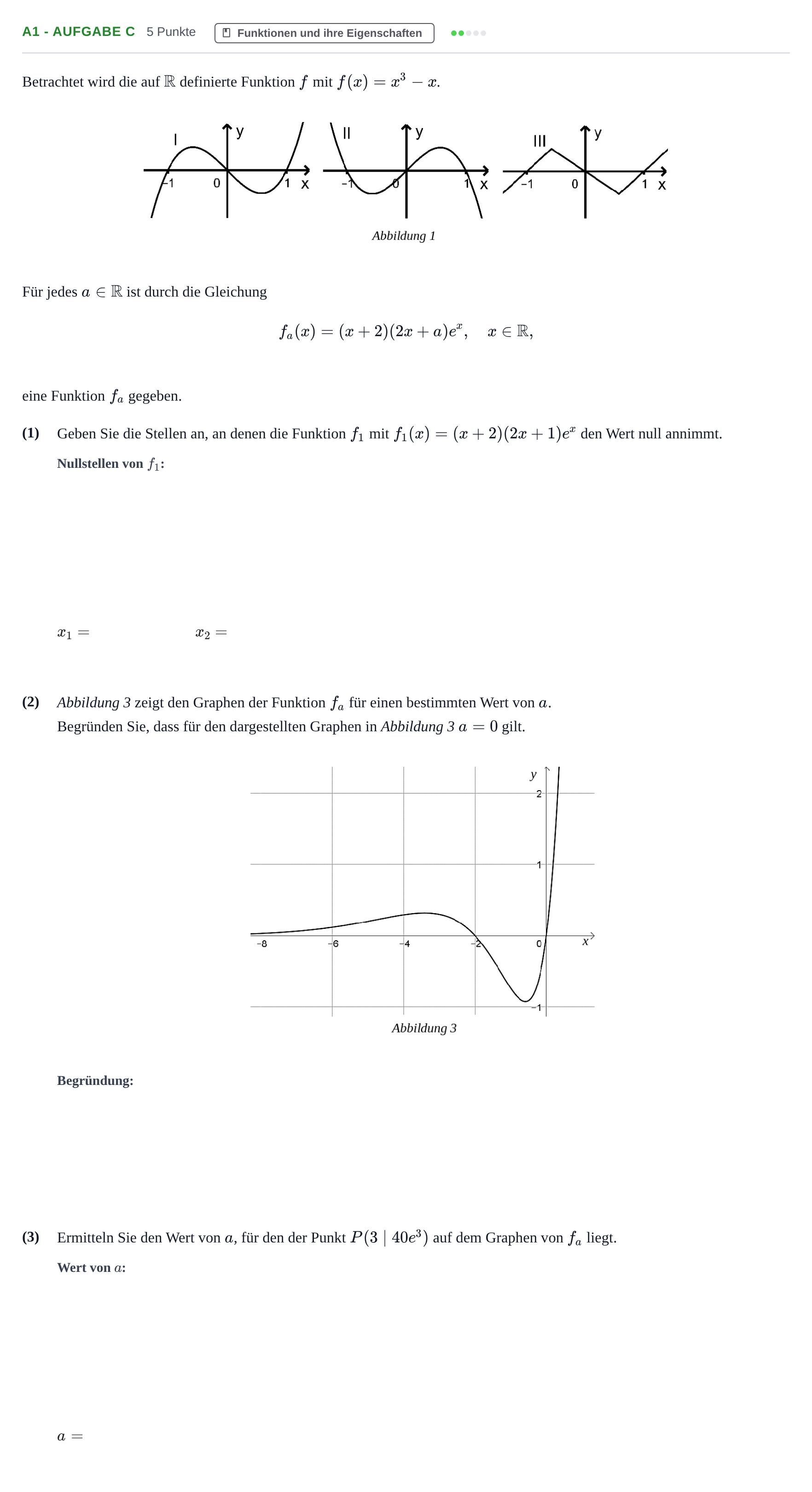 Aufgabenstellung: Aufgabe A1 - Aufgabe c · Abitur NRW Mathematik GK · Haupttermin · GTR 2021