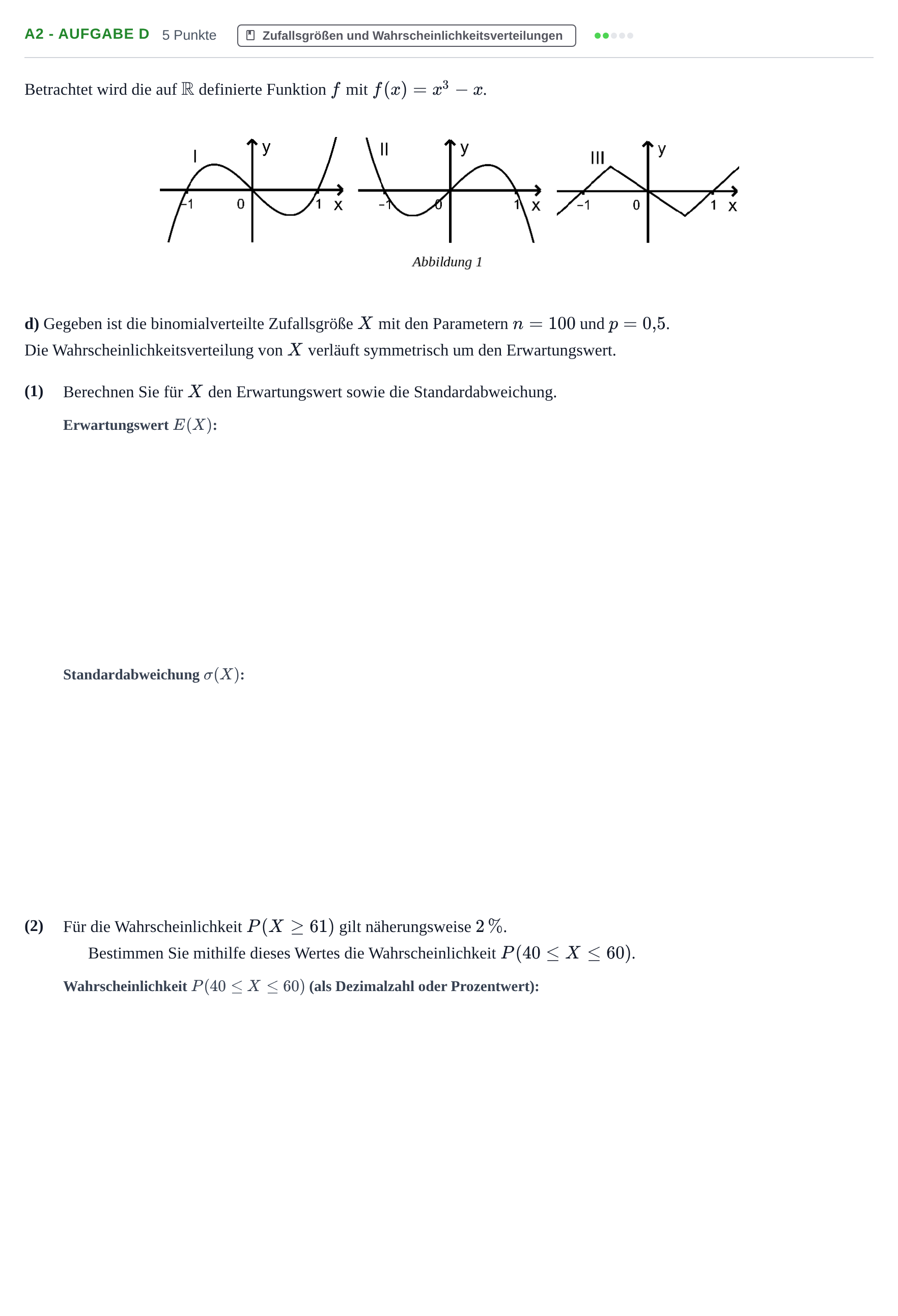 Aufgabenstellung: Aufgabe A2 - Aufgabe d · Abitur NRW Mathematik GK · Haupttermin · GTR 2021