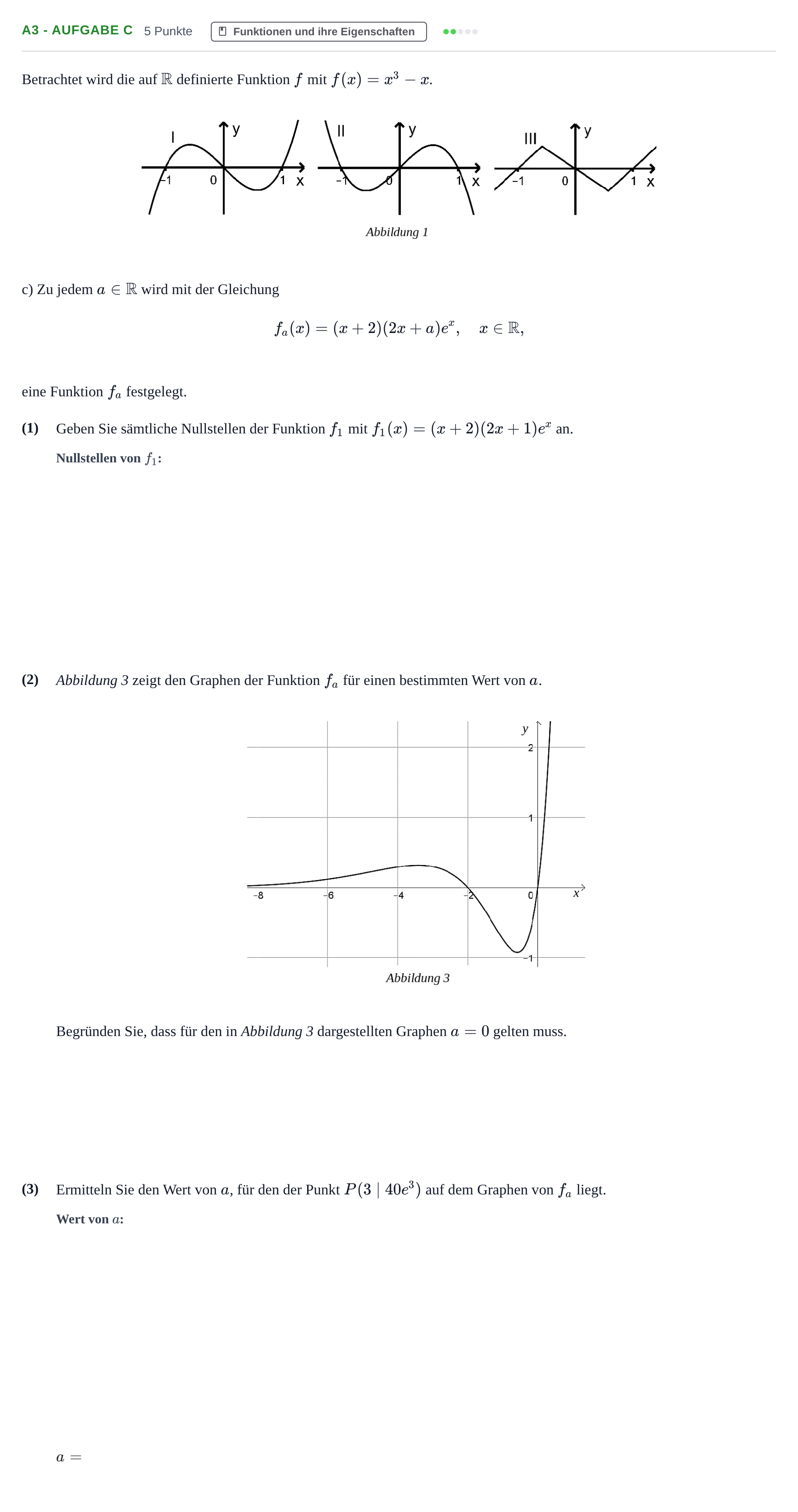 Aufgabenstellung: Aufgabe A3 - Aufgabe c · Abitur NRW Mathematik GK · Haupttermin · GTR 2021
