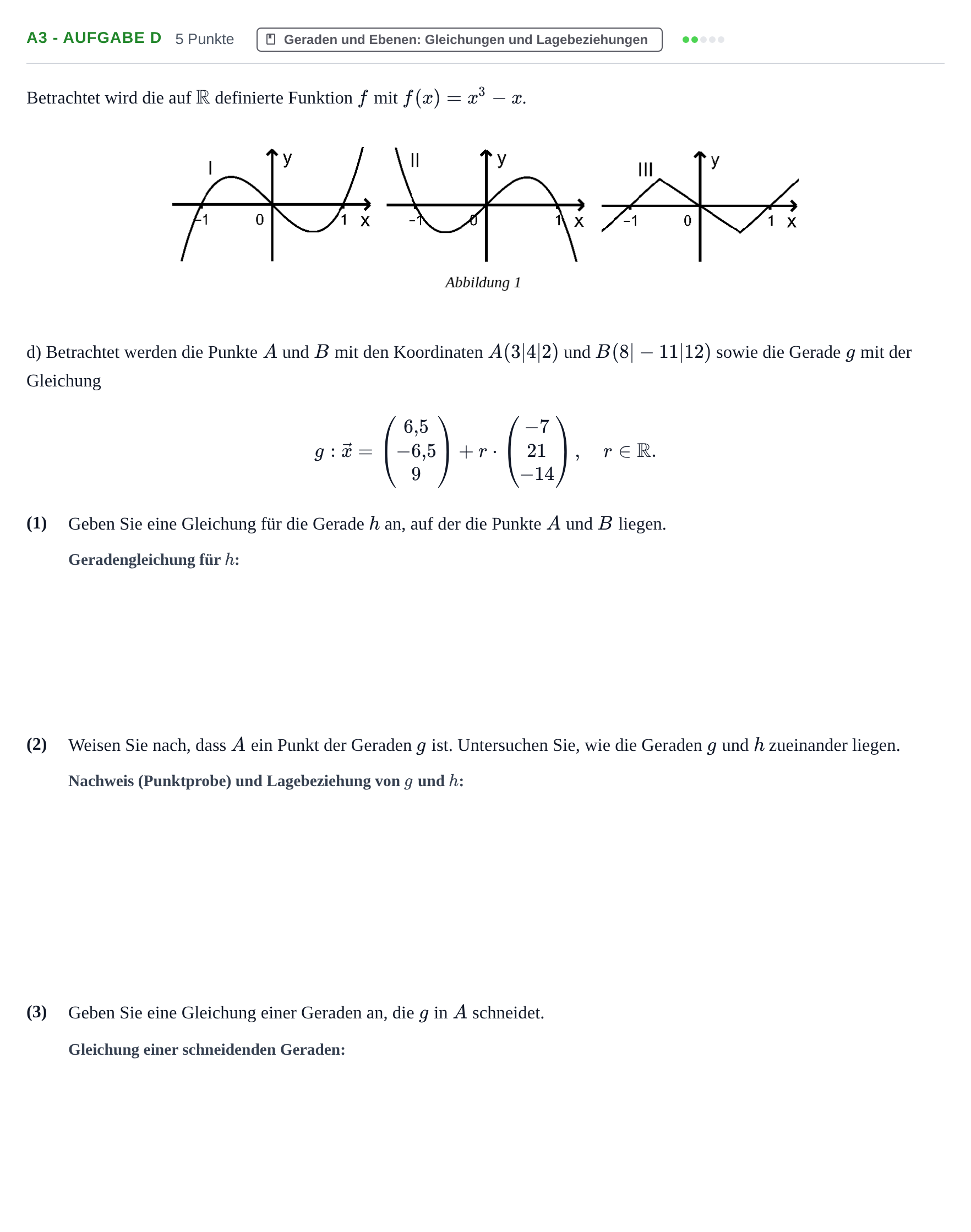 Aufgabenstellung: Aufgabe A3 - Aufgabe d · Abitur NRW Mathematik GK · Haupttermin · GTR 2021