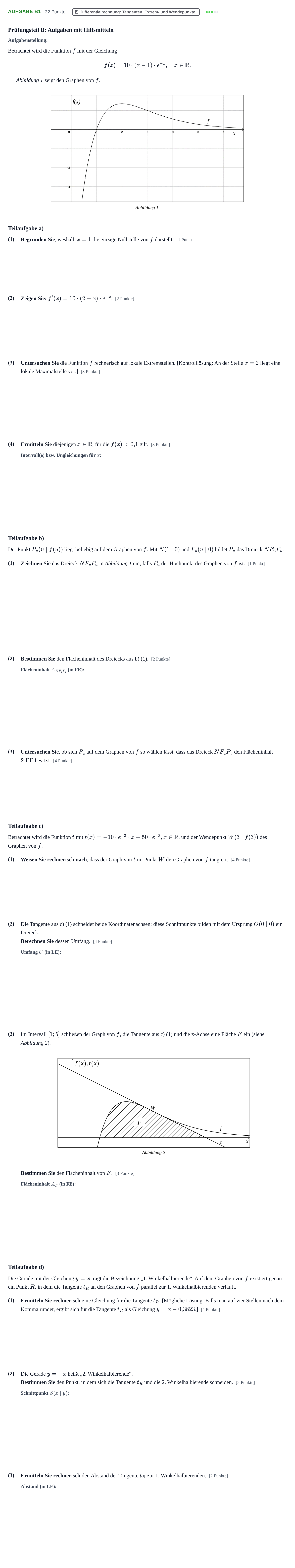 Aufgabenstellung: Aufgabe B1 - Differentialrechnung · Abitur NRW Mathematik GK · Haupttermin · GTR 2021