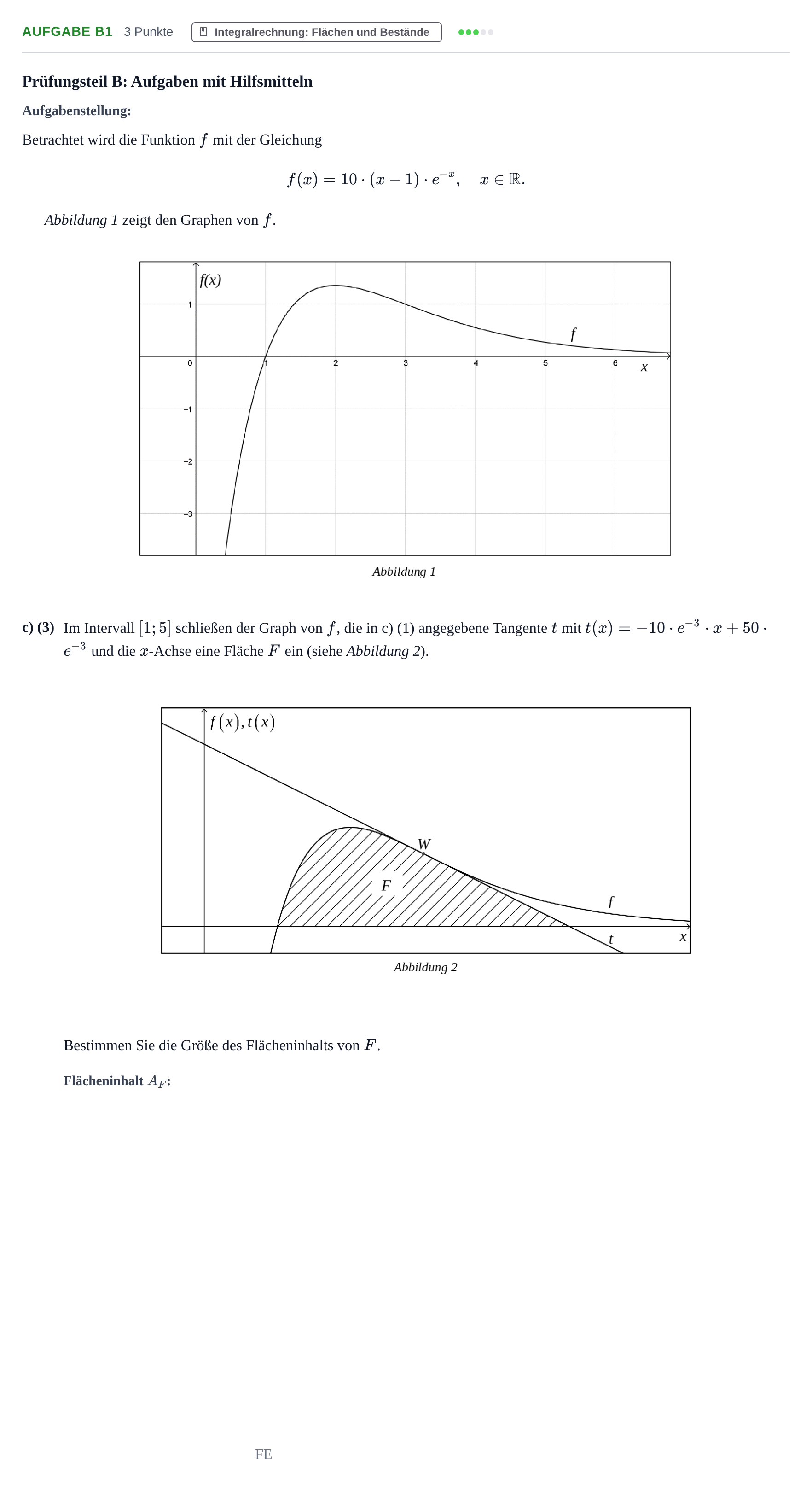 Aufgabenstellung: Aufgabe B1 - Integralrechnung · Abitur NRW Mathematik GK · Haupttermin · GTR 2021