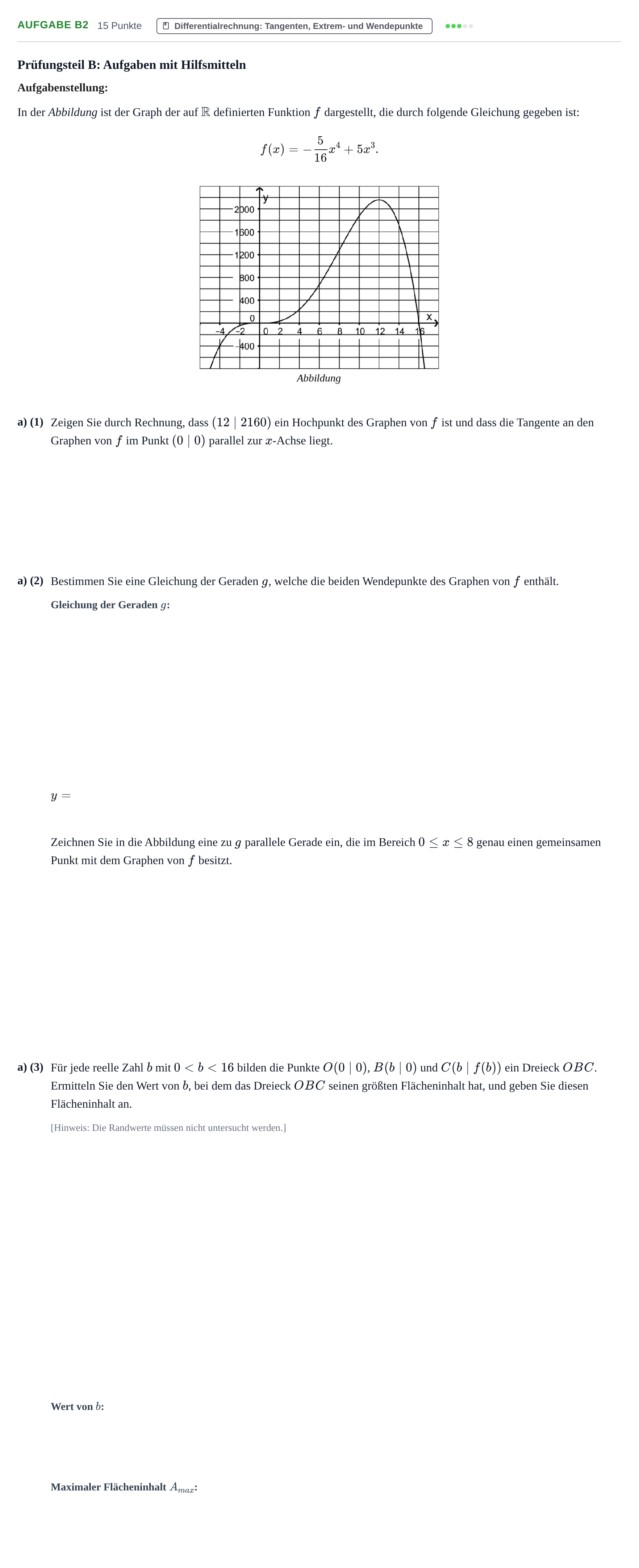 Aufgabenstellung: Aufgabe B2 - Differentialrechnung · Abitur NRW Mathematik GK · Haupttermin · GTR 2021