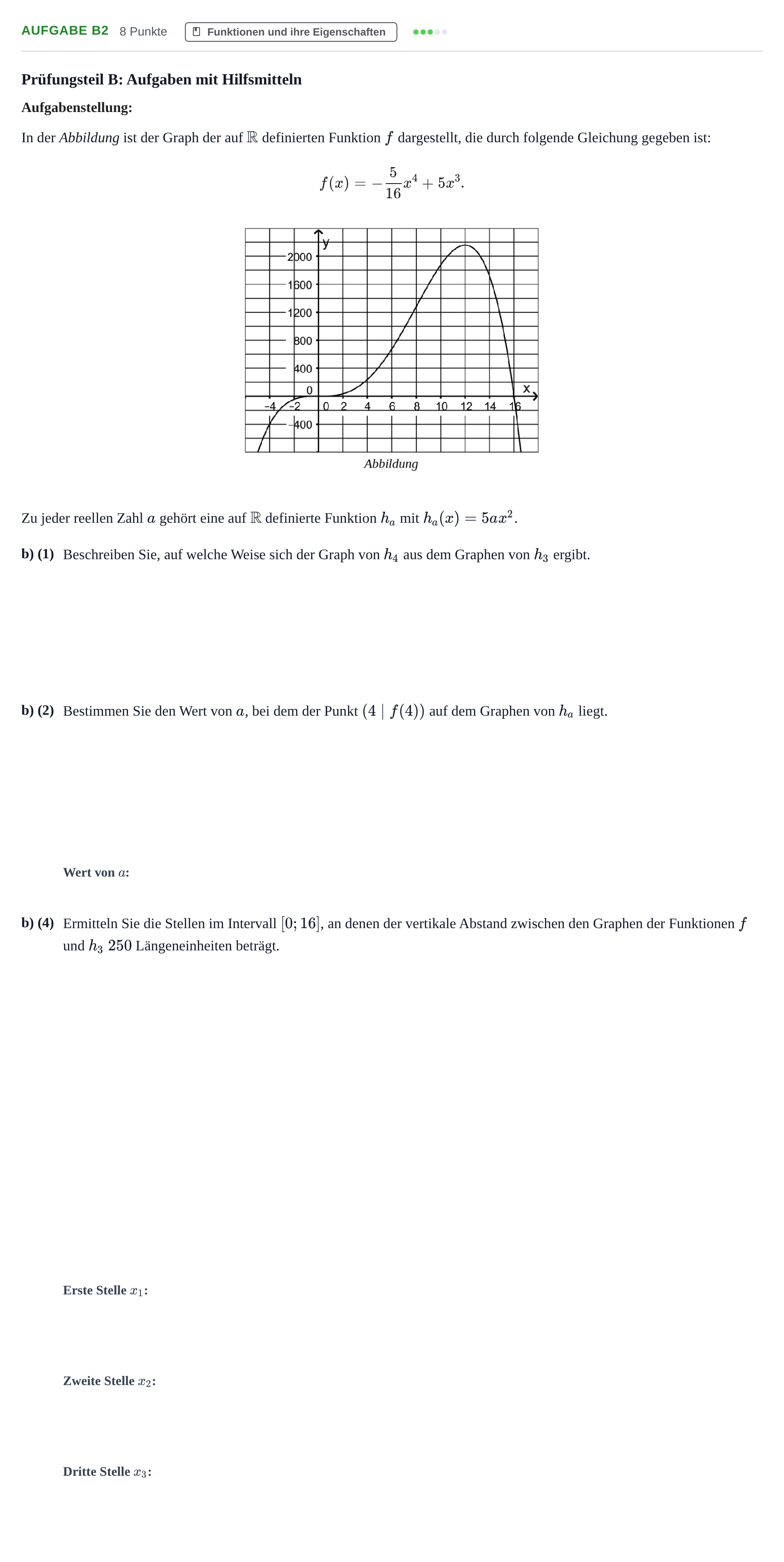 Aufgabenstellung: Aufgabe B2 - Funktionen und ihre Eigenschaften · Abitur NRW Mathematik GK · Haupttermin · GTR 2021