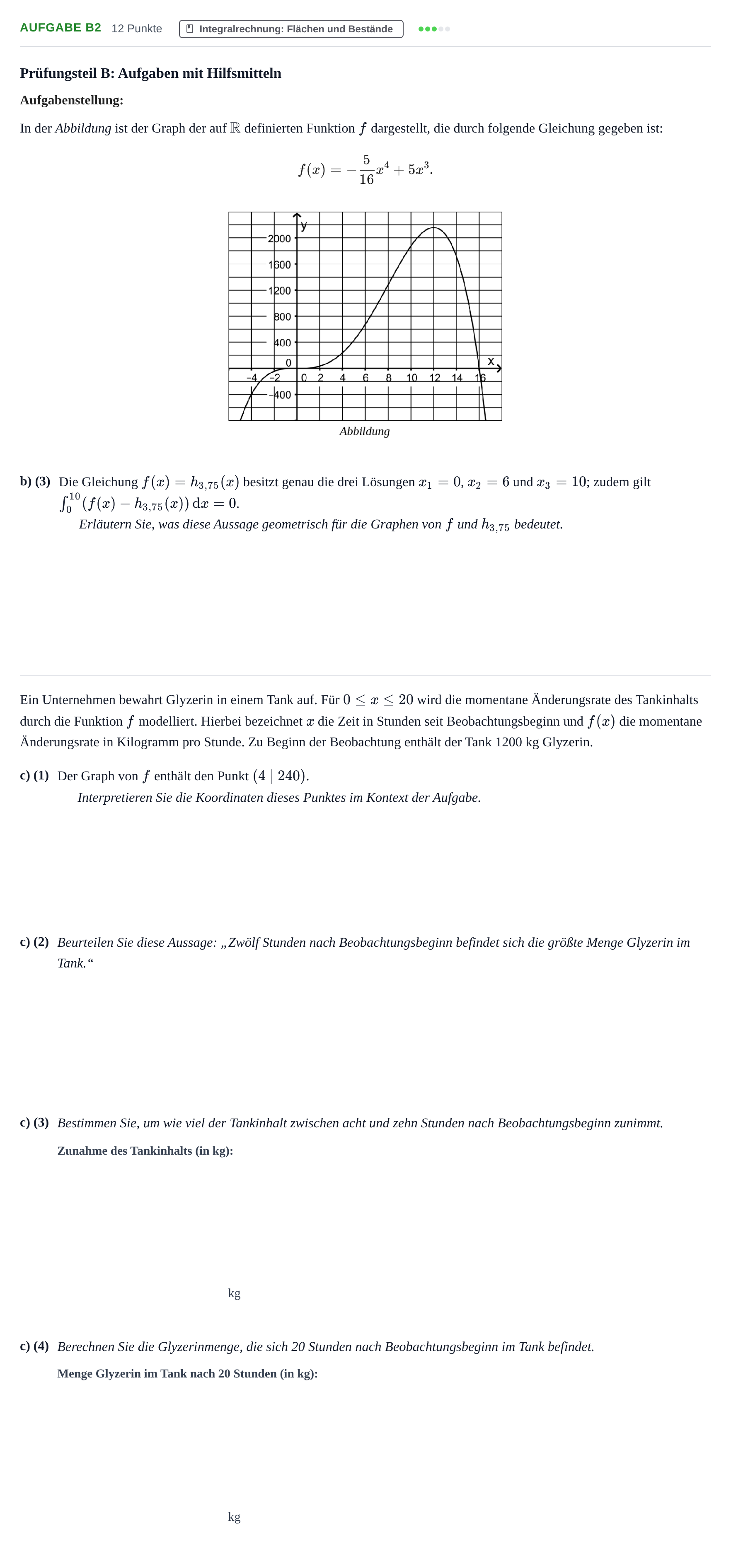 Aufgabenstellung: Aufgabe B2 - Integralrechnung · Abitur NRW Mathematik GK · Haupttermin · GTR 2021