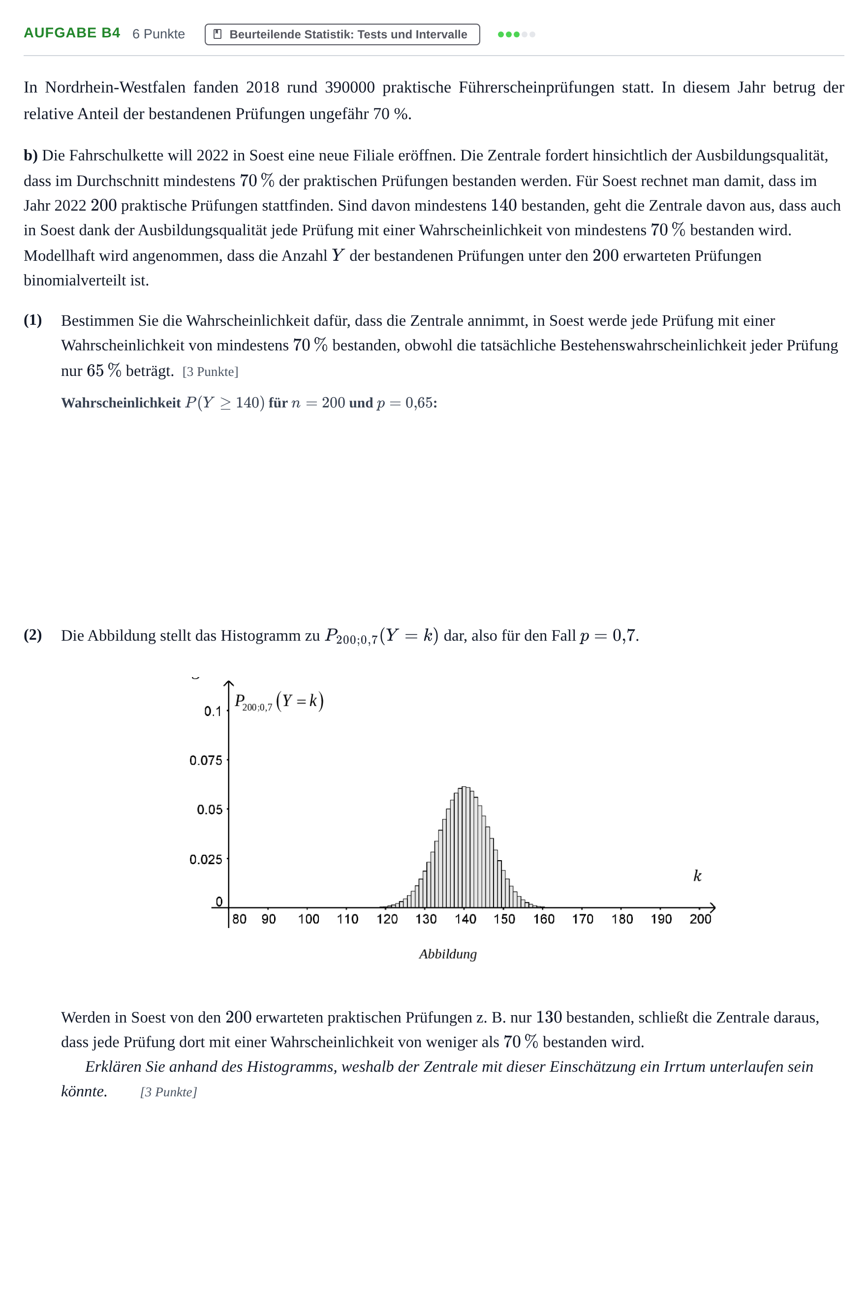 Aufgabenstellung: Aufgabe B4 - Beurteilende Statistik · Abitur NRW Mathematik GK · Haupttermin · GTR 2021