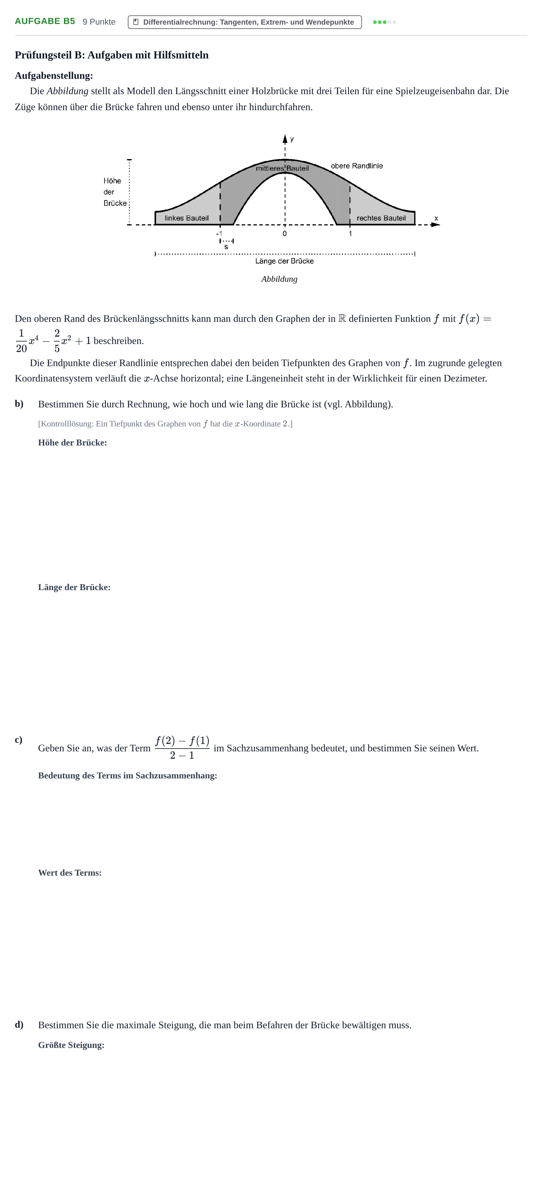 Aufgabenstellung: Aufgabe B5 - Differentialrechnung · Abitur NRW Mathematik GK · Haupttermin · GTR 2021