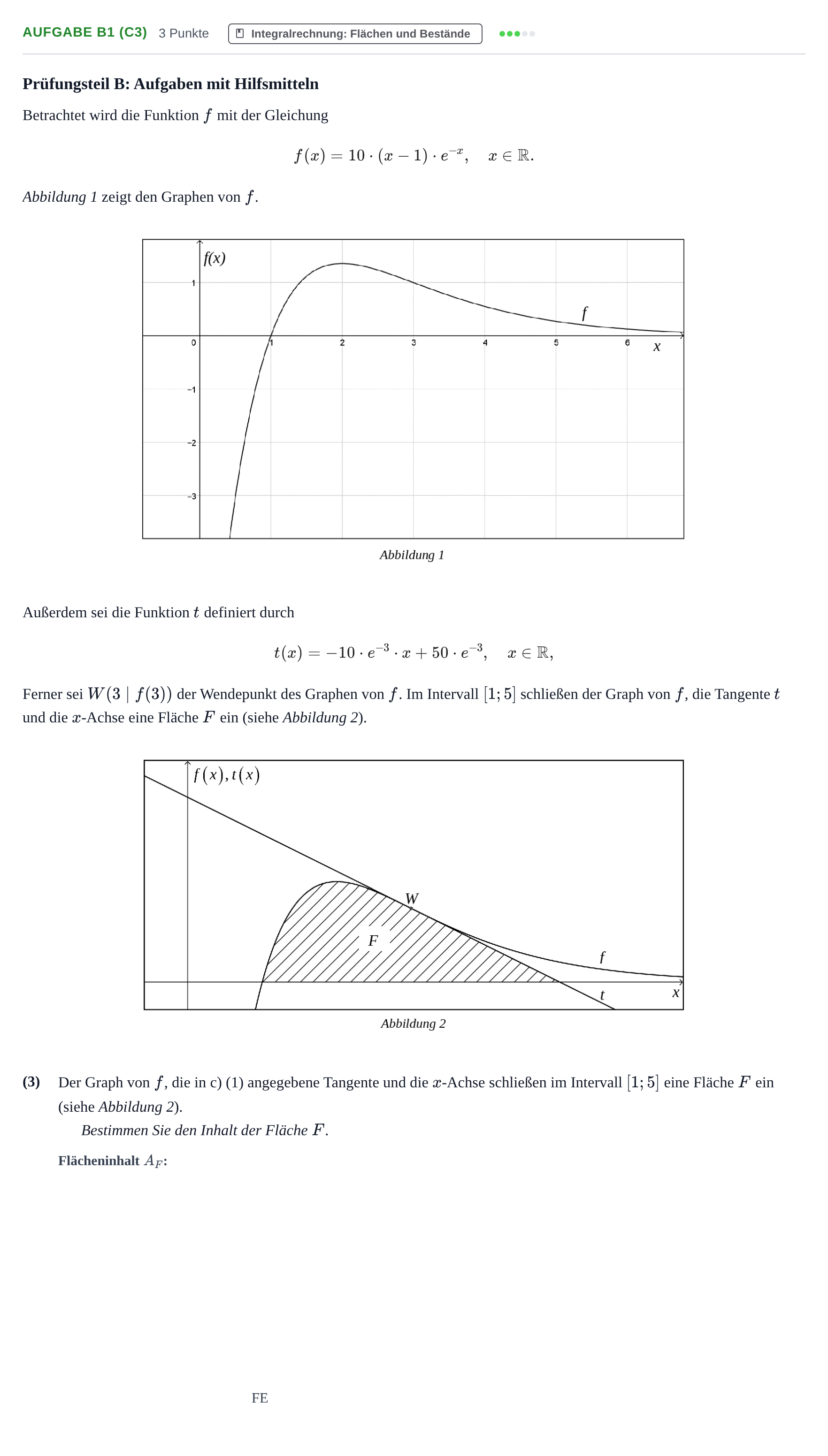 Aufgabenstellung: Aufgabe B1 (c3) - Integralrechnung · Abitur NRW Mathematik GK · Haupttermin · GTR · Weiterbildungsk 2021
