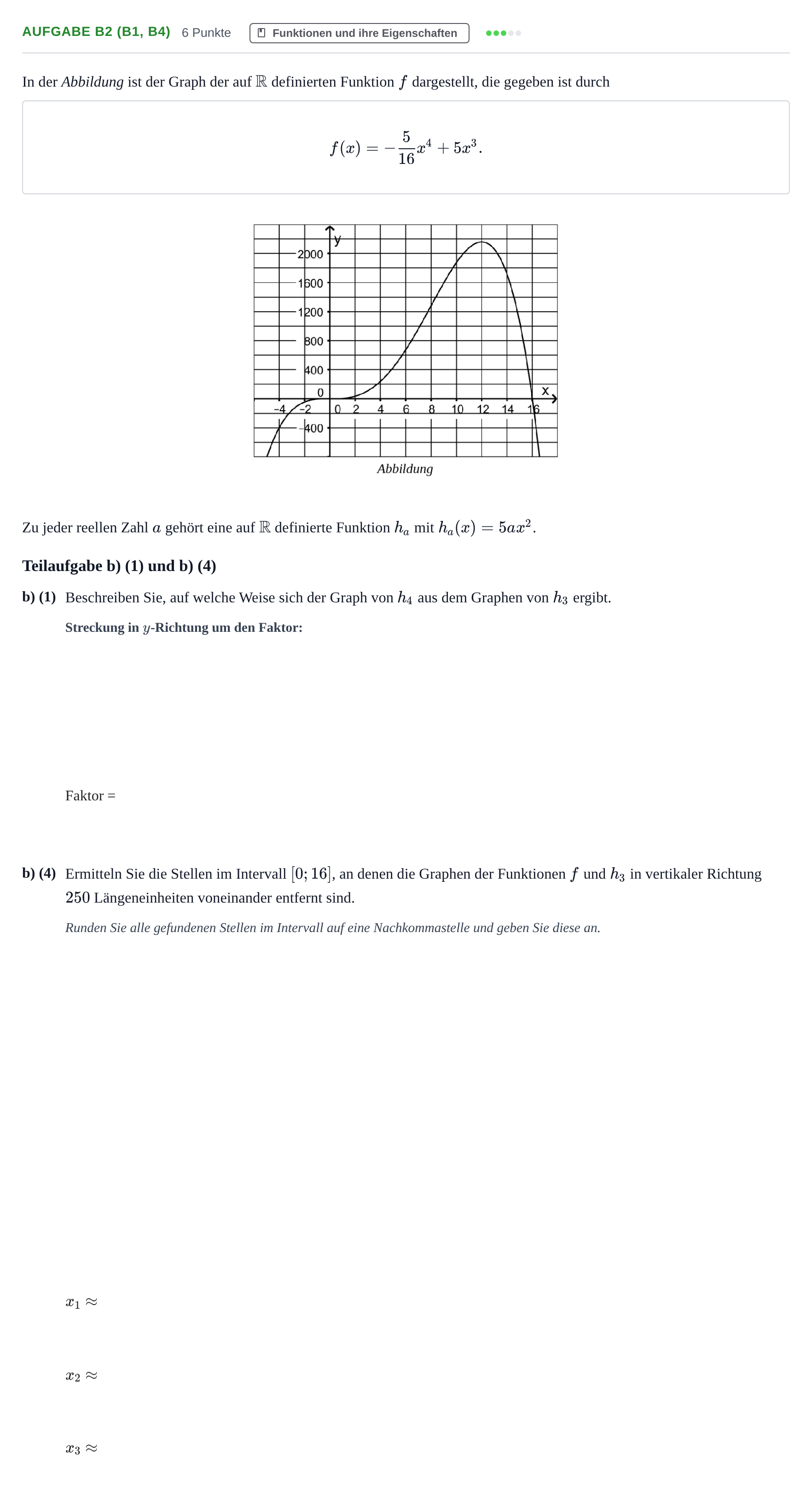 Aufgabenstellung: Aufgabe B2 (b1, b4) - Funktionen und ihre Eigensc… · Abitur NRW Mathematik GK · Haupttermin · GTR · Weiterbildungsk 2021