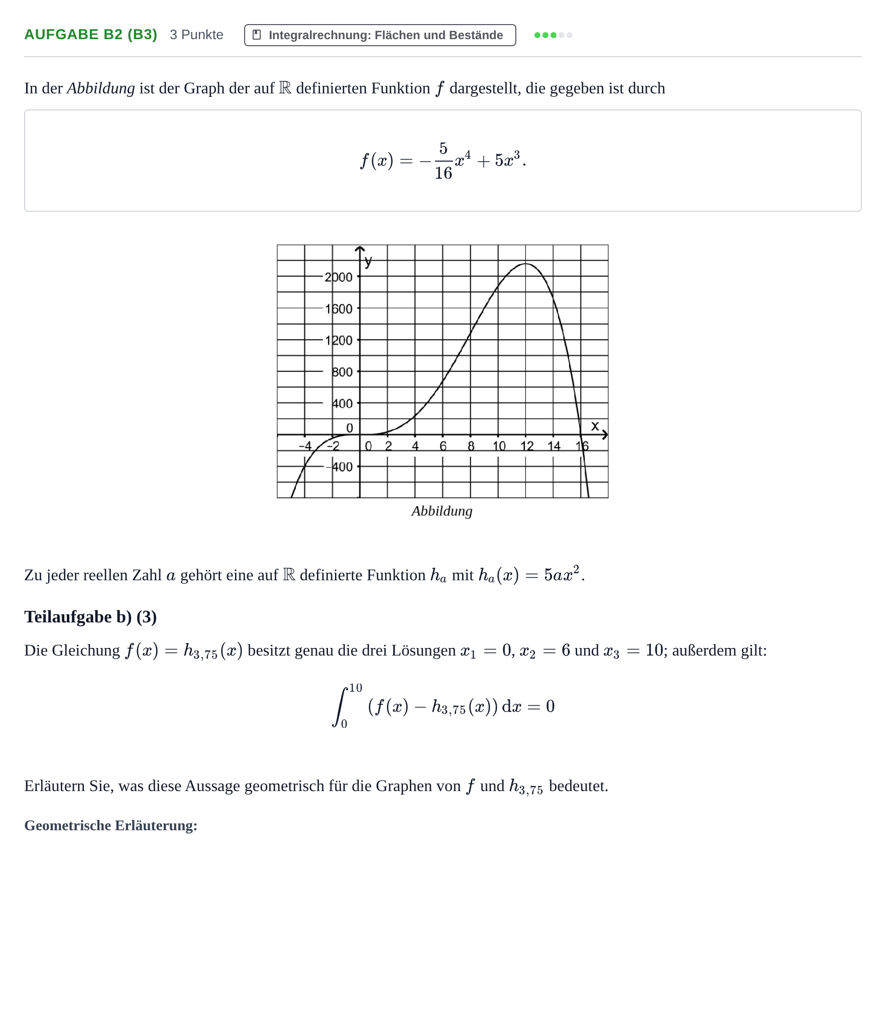 Aufgabenstellung: Aufgabe B2 (b3) - Integralrechnung · Abitur NRW Mathematik GK · Haupttermin · GTR · Weiterbildungsk 2021