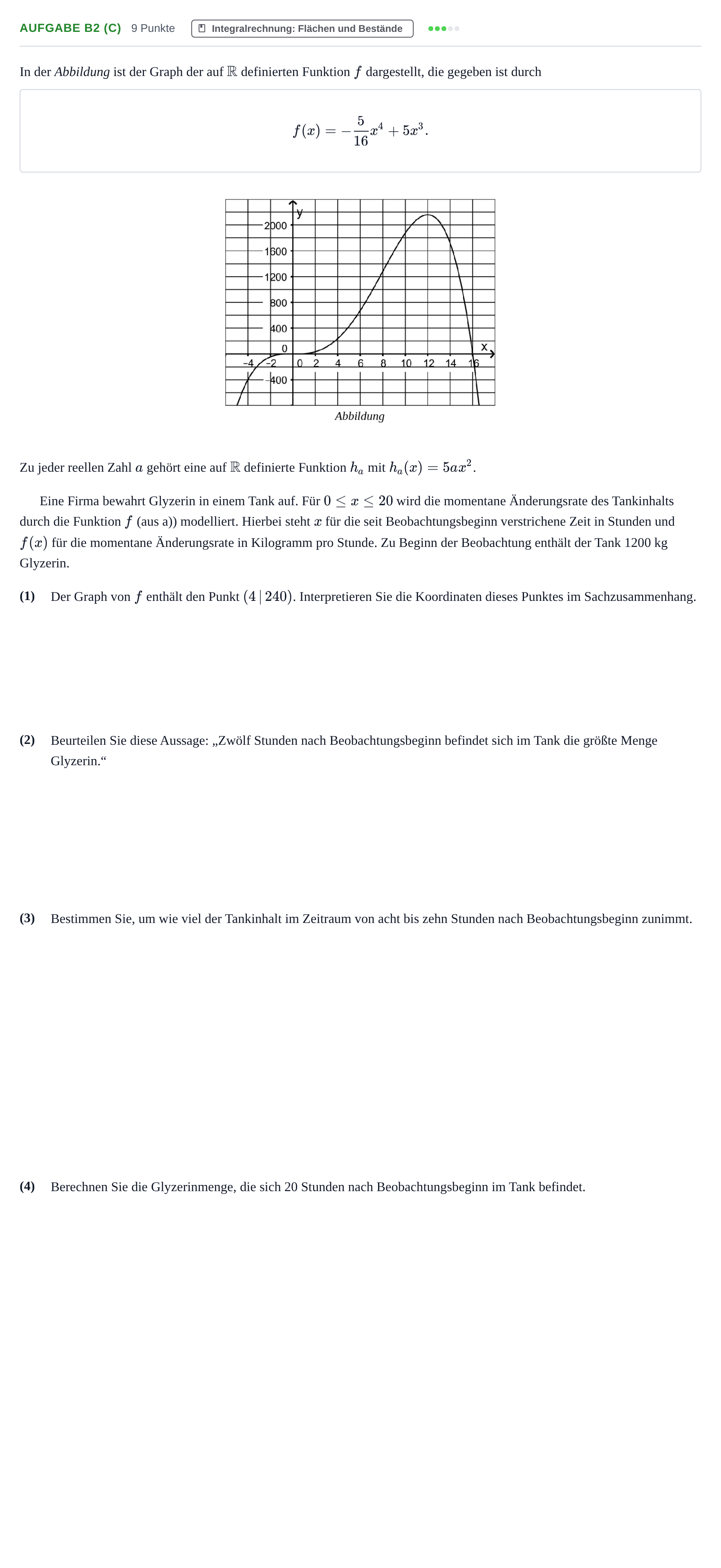 Aufgabenstellung: Aufgabe B2 (c) - Integralrechnung · Abitur NRW Mathematik GK · Haupttermin · GTR · Weiterbildungsk 2021