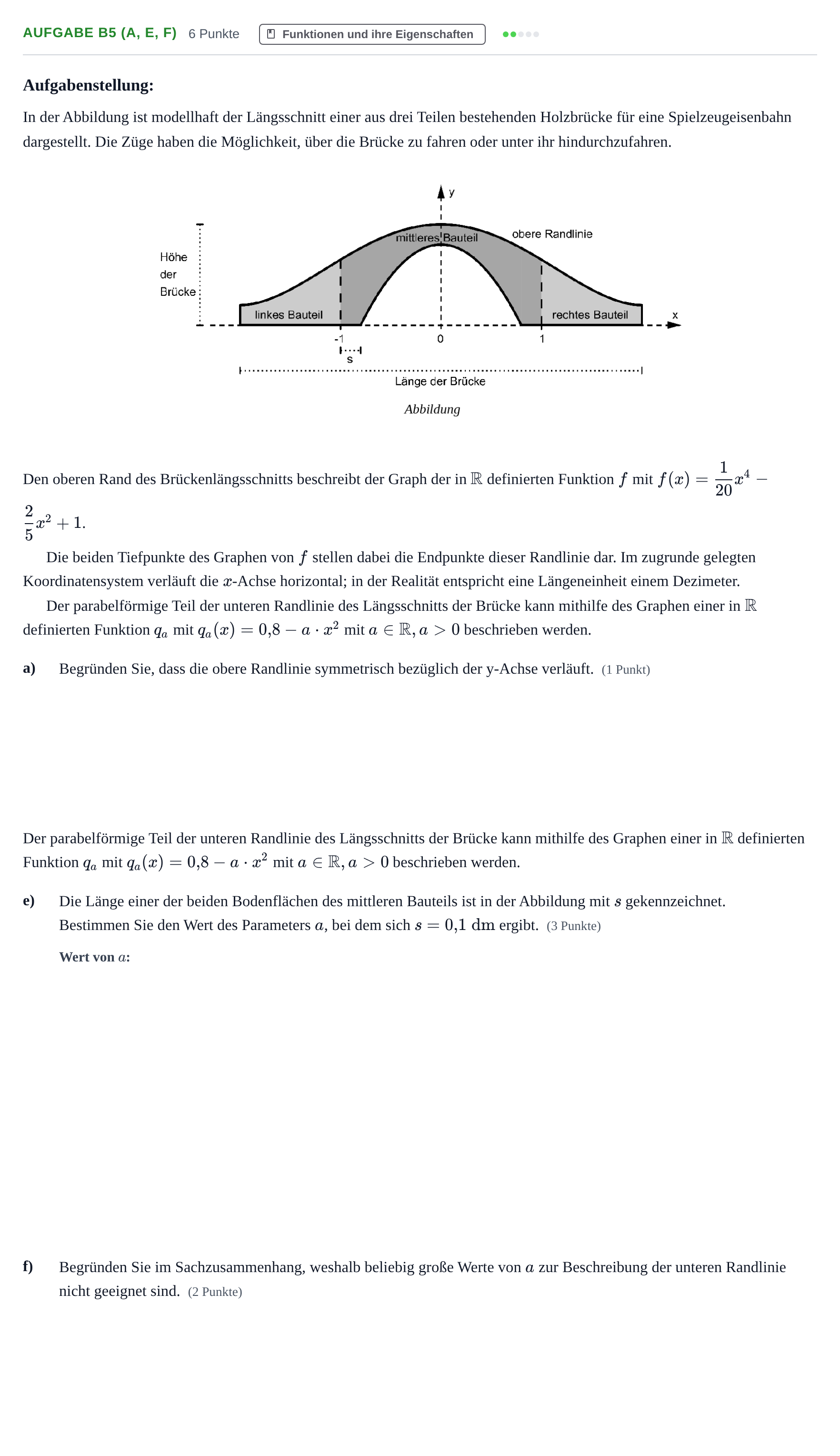 Aufgabenstellung: Aufgabe B5 (a, e, f) - Funktionen und ihre Eigens… · Abitur NRW Mathematik GK · Haupttermin · GTR · Weiterbildungsk 2021