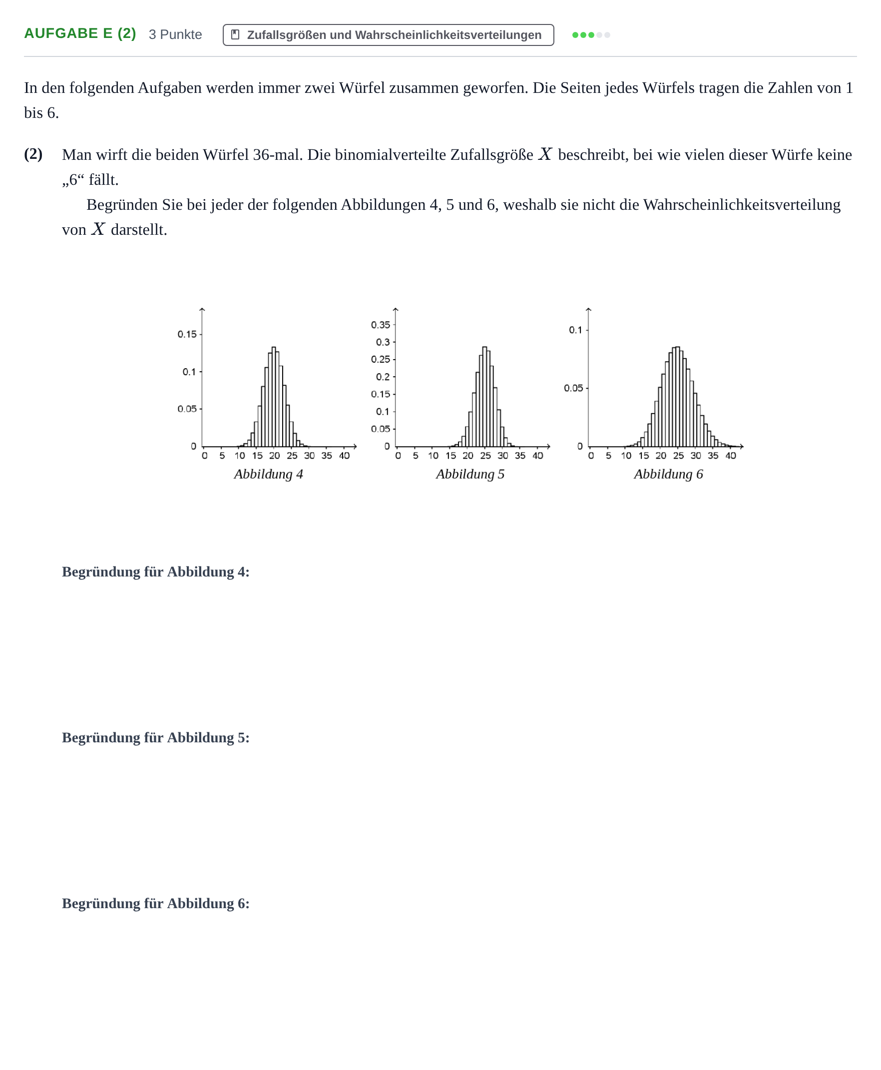 Aufgabenstellung: Aufgabe e (2) - Zufallsgrößen und Wahrscheinlichk… · Abitur NRW Mathematik GK · Haupttermin · GTR · Weiterbildungsk 2021