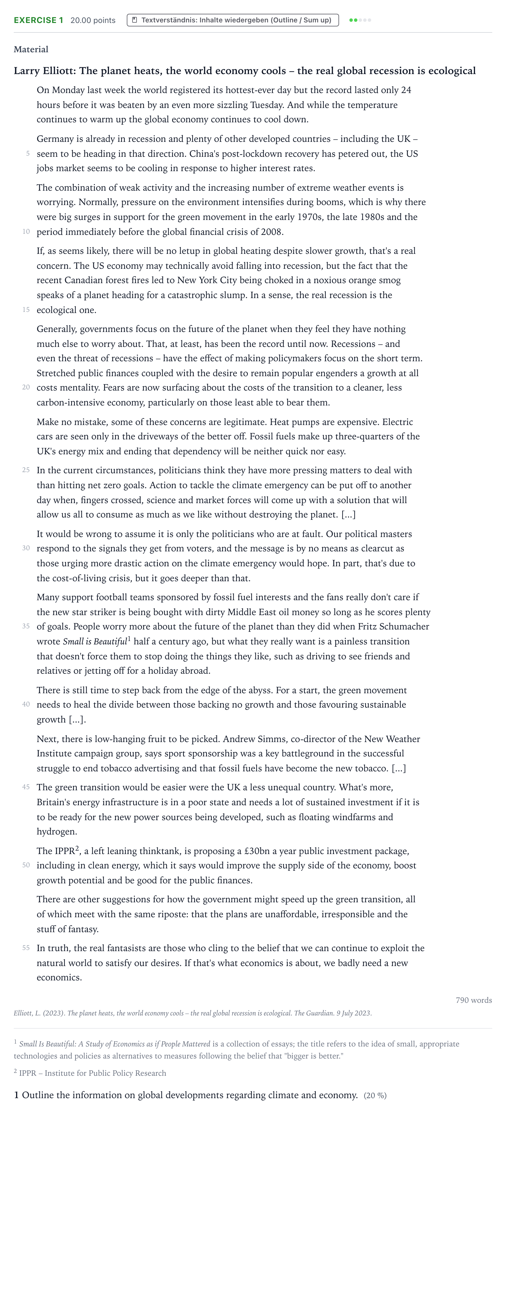 Aufgabenstellung: Aufgabe 1 · Abitur NRW Englisch GK · Elliott: The planet heats, the worl 2026
