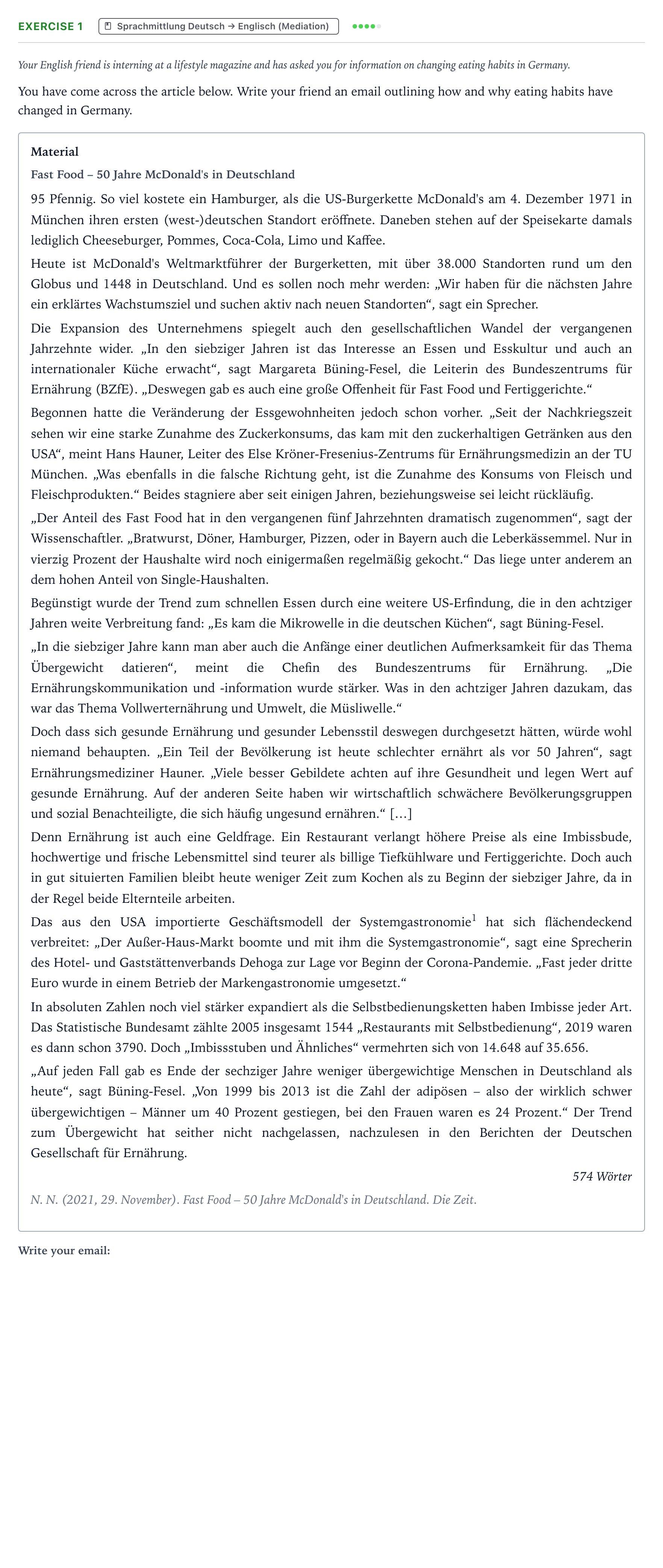 Aufgabenstellung: Aufgabe 1 · Abitur NRW Englisch GK · Fast Food – 50 Jahre McDonald's in 2024
