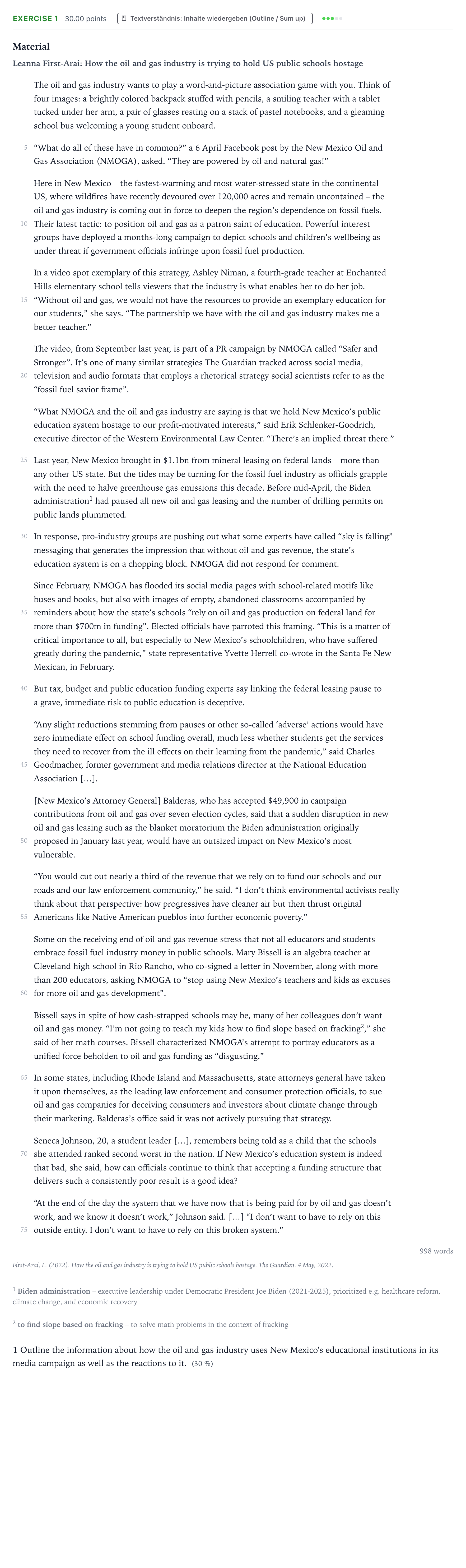 Aufgabenstellung: Aufgabe 1 · Abitur NRW Englisch LK · First-Arai: How the oil and gas ind 2026