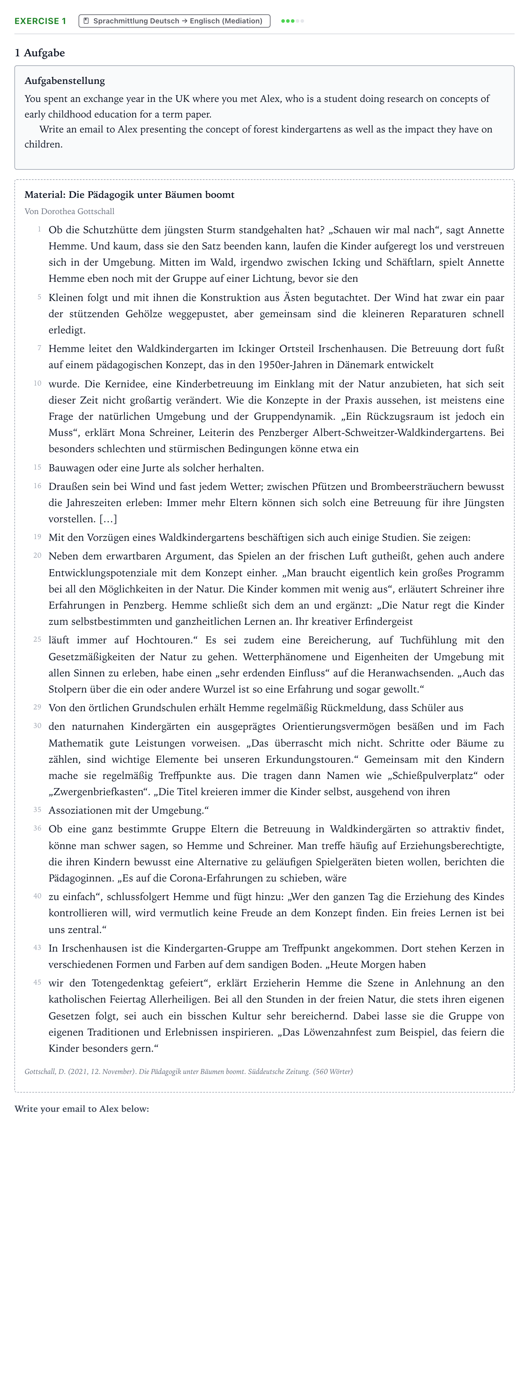 Aufgabenstellung: Aufgabe 1 · Abitur NRW Englisch GK · Gottschall: Die Pädagogik unter Bäu 2025