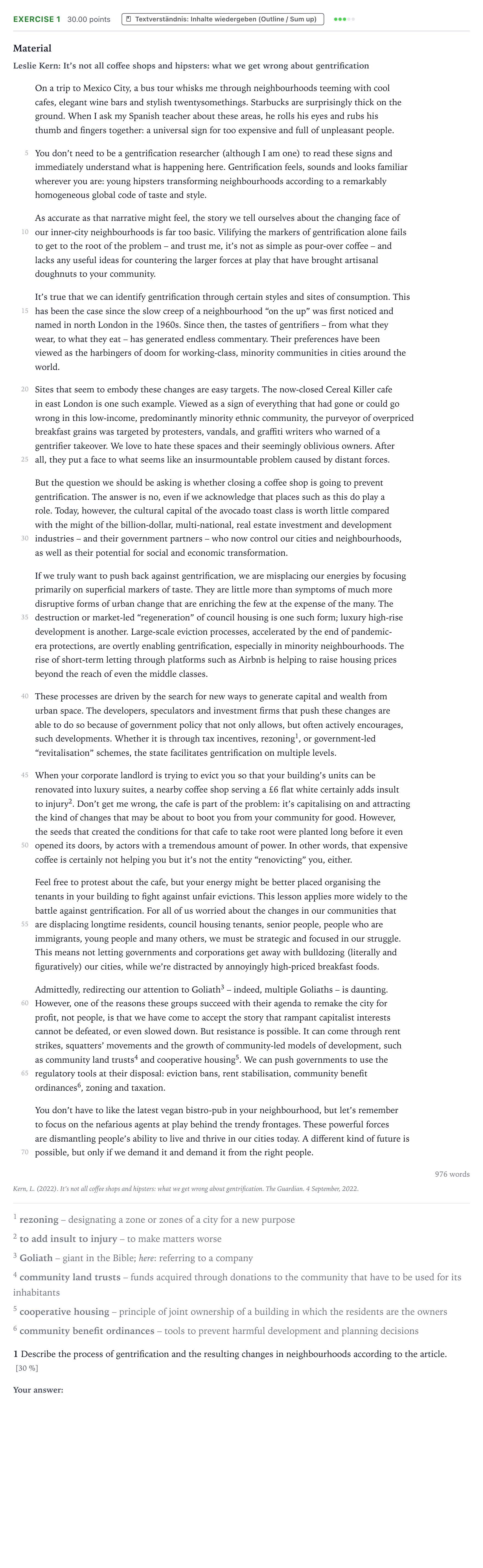 Aufgabenstellung: Aufgabe 1 · Abitur NRW Englisch LK · Kern: It’s not all coffee shops and 2025