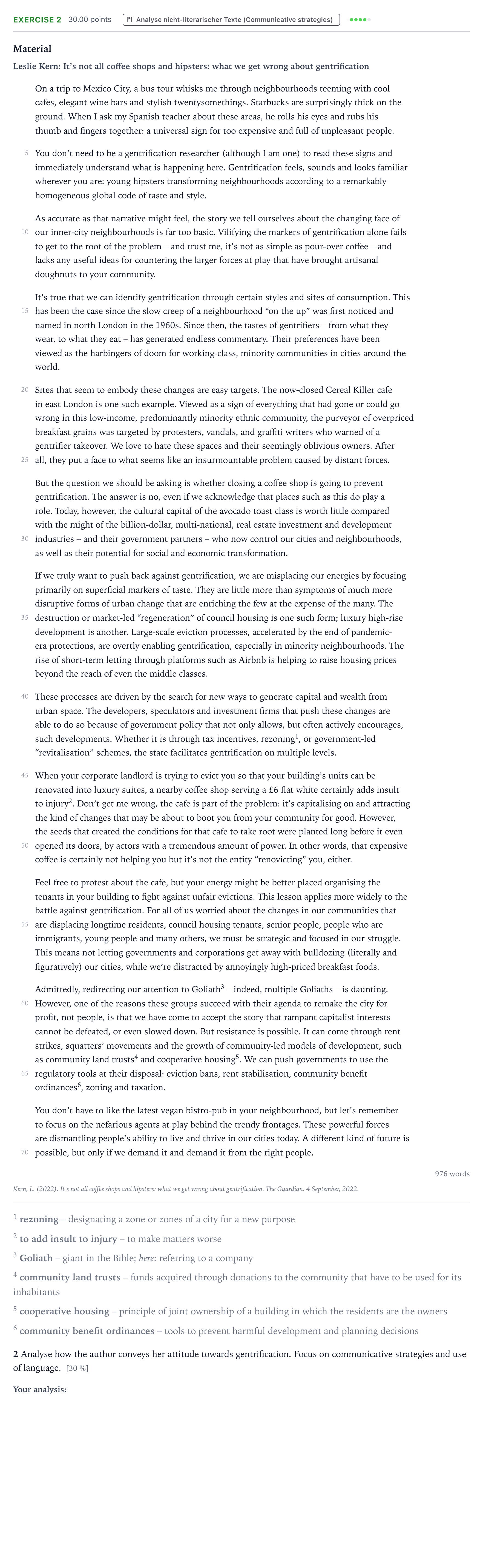 Aufgabenstellung: Aufgabe 2 · Abitur NRW Englisch LK · Kern: It’s not all coffee shops and 2025