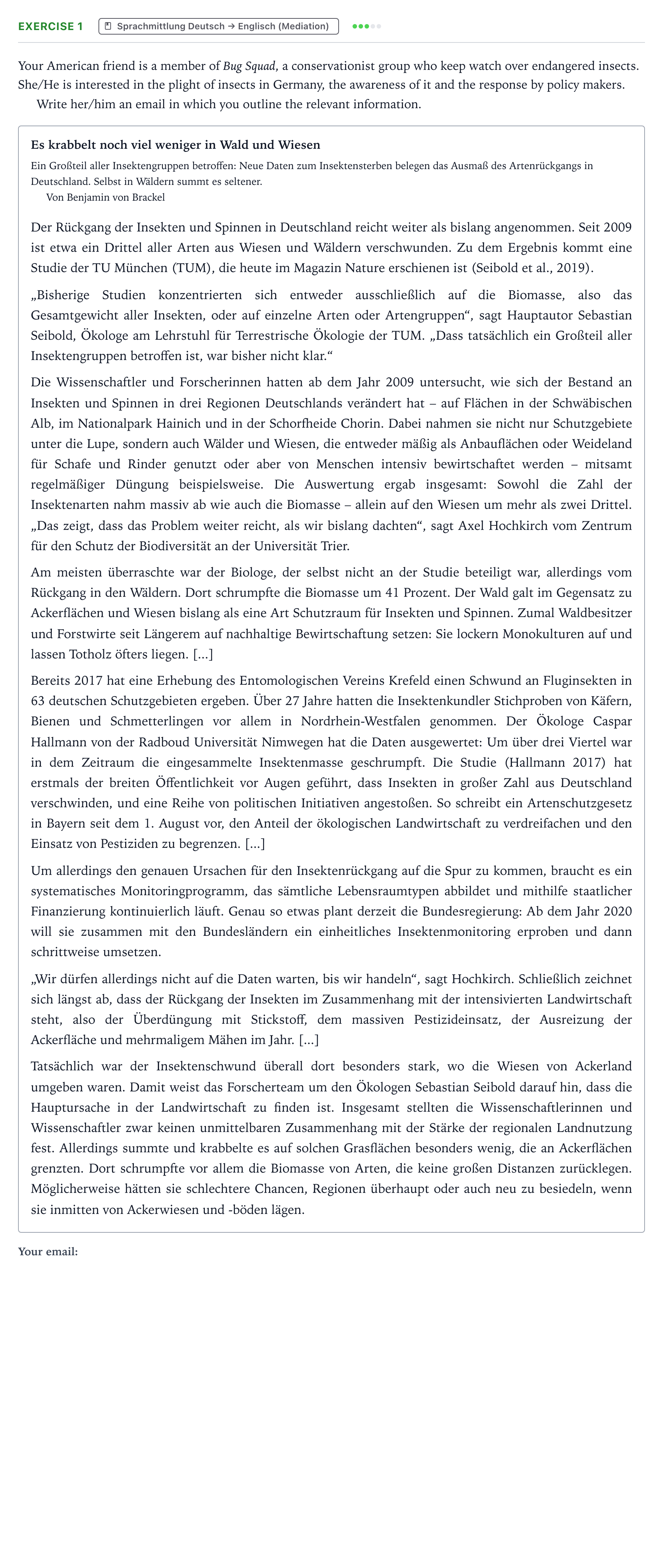 Aufgabenstellung: Aufgabe 1 · Abitur NRW Englisch LK · von Brackel: Es krabbelt noch viel 2024