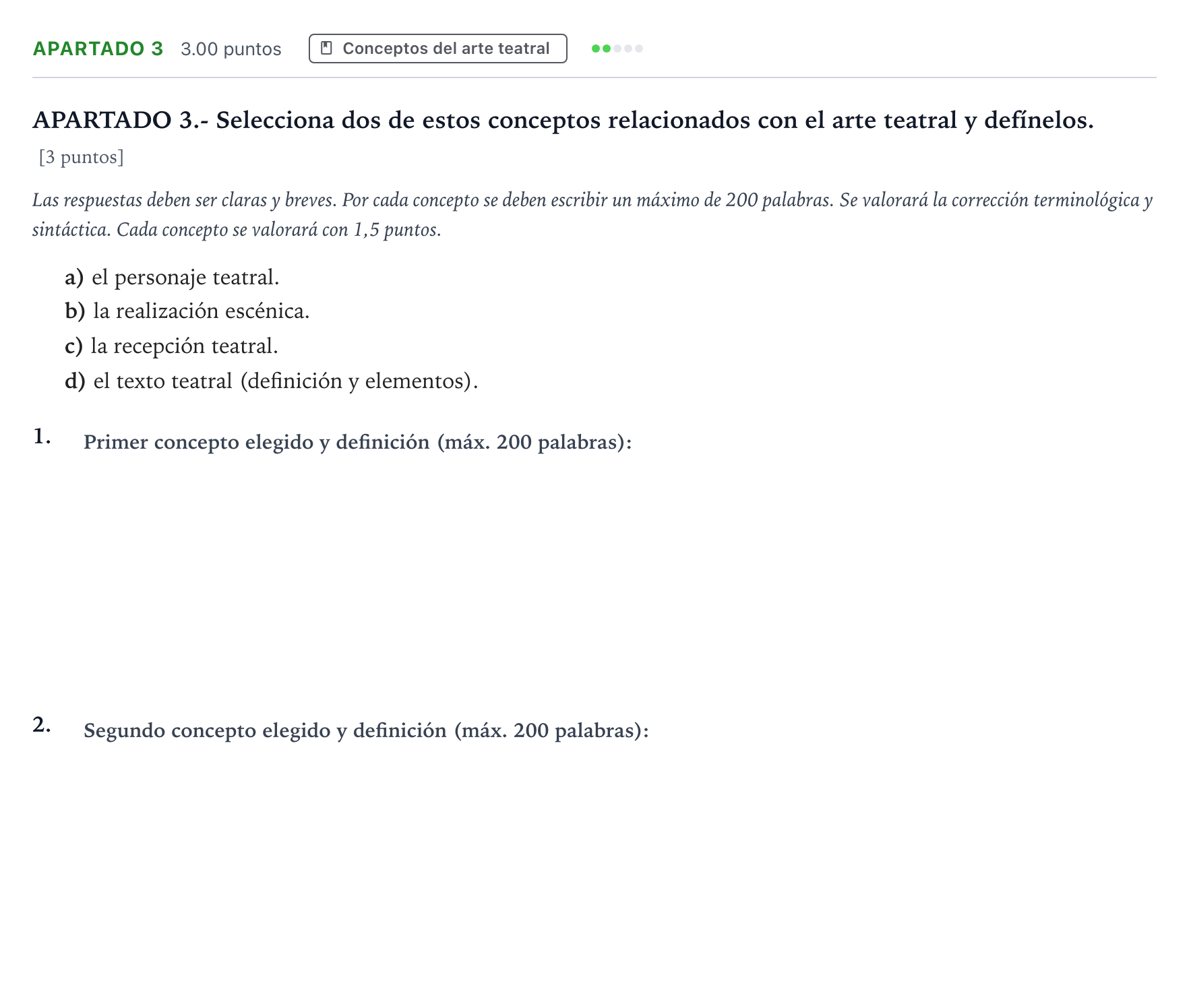 Enunciado: Apartado 3 · Literatura Dramática PAU País Vasco Ordinaria 2026