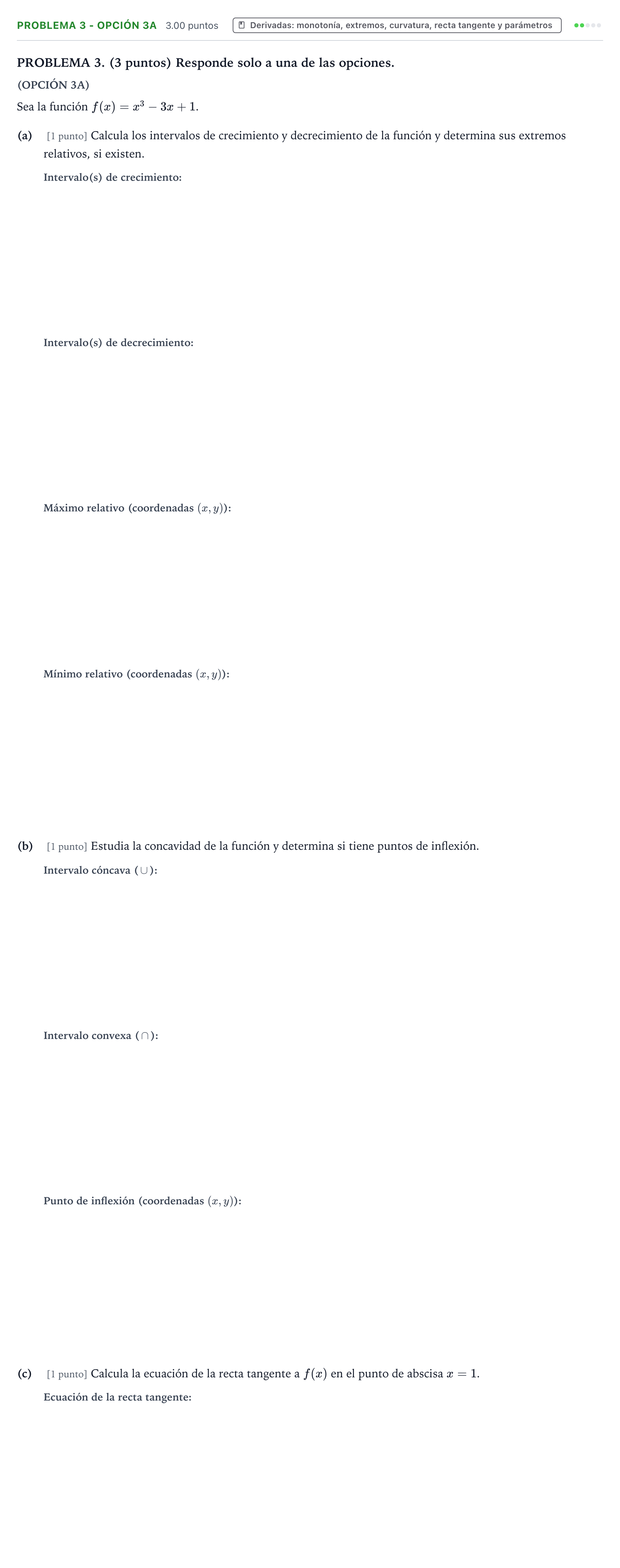 Enunciado: PROBLEMA 3 - OPCIÓN 3A · Matemáticas aplicadas a las Ciencias Sociales II PAU País Vasco Extraordinaria 2026