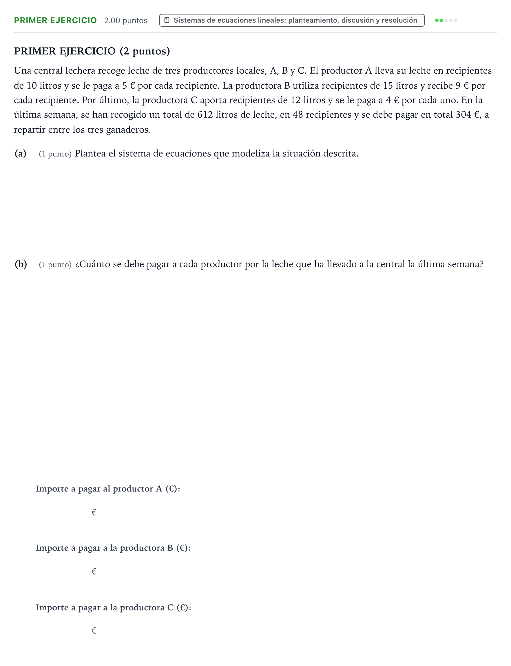 Enunciado: Ejercicio Primer Ejercicio · Matemáticas II PAU País Vasco Extraordinaria 2026