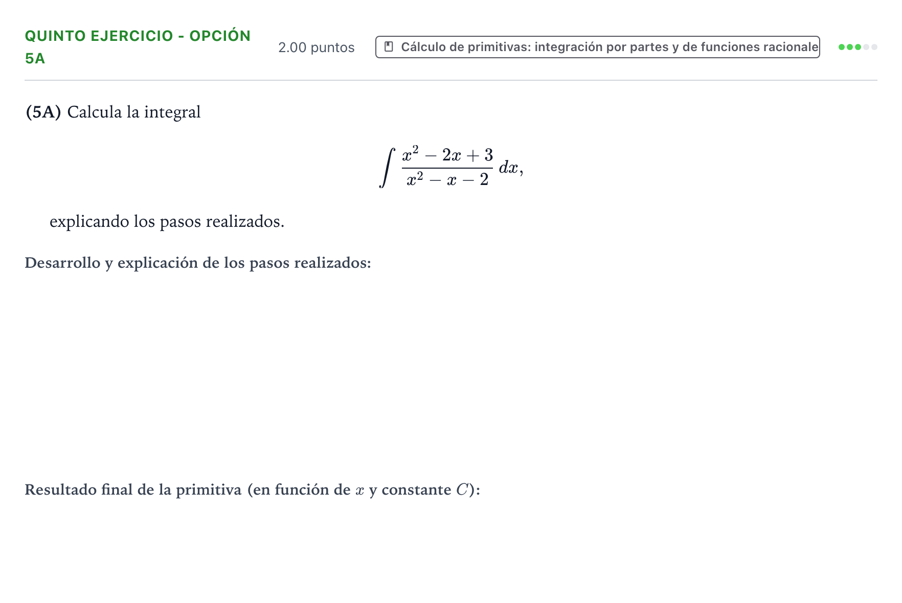 Enunciado: Ejercicio Quinto Ejercicio - Opción 5A · Matemáticas II PAU País Vasco Extraordinaria 2026