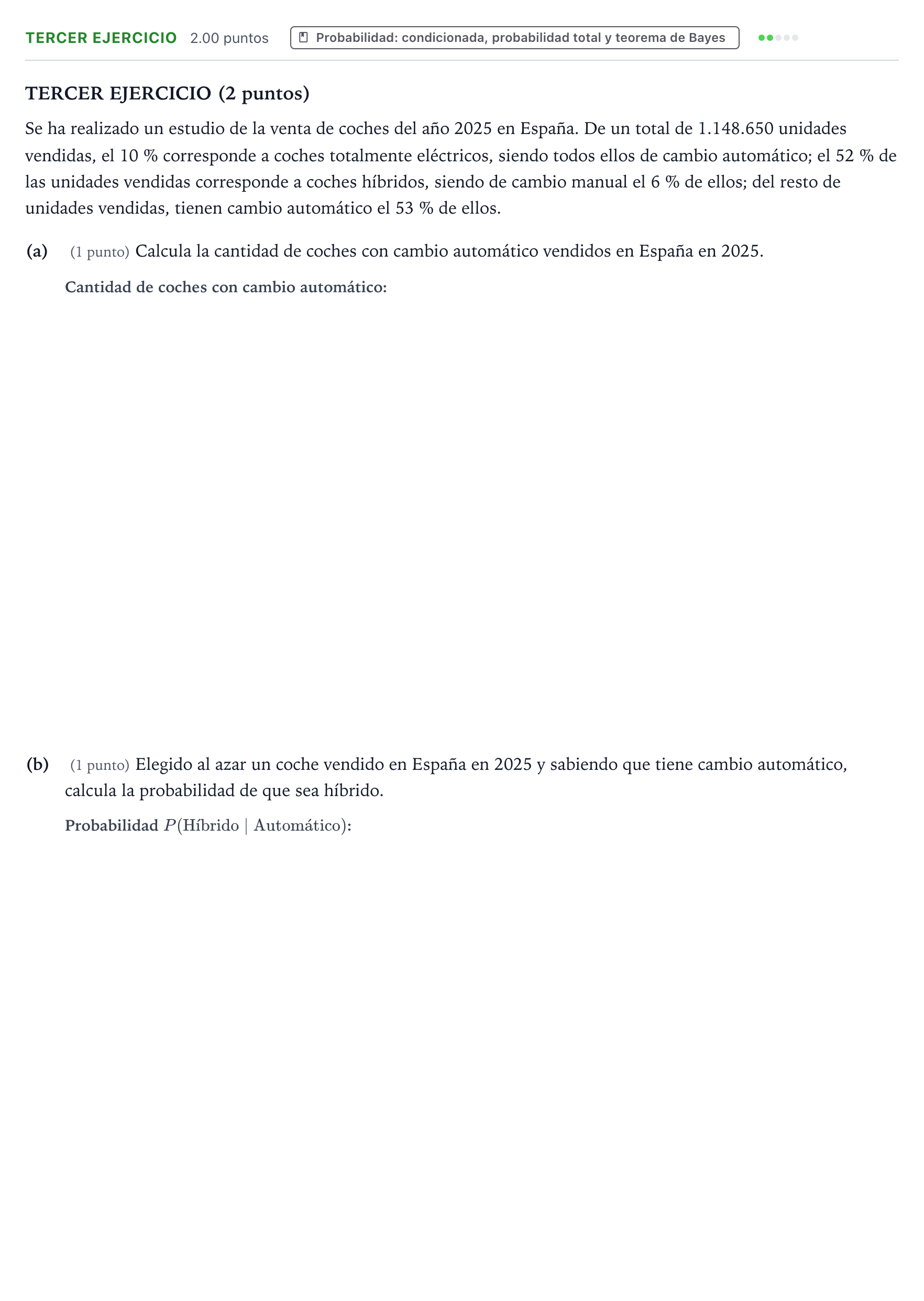 Enunciado: Ejercicio Tercer Ejercicio · Matemáticas II PAU País Vasco Extraordinaria 2026